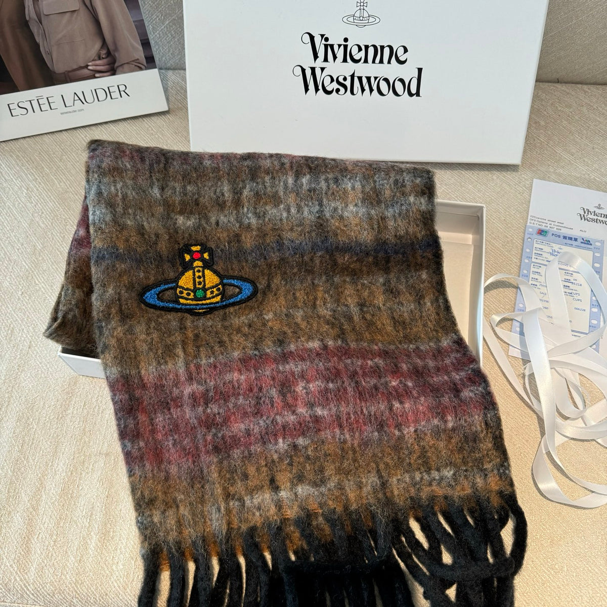 tricolor minimalist Scarf for women - alternate angle view 5