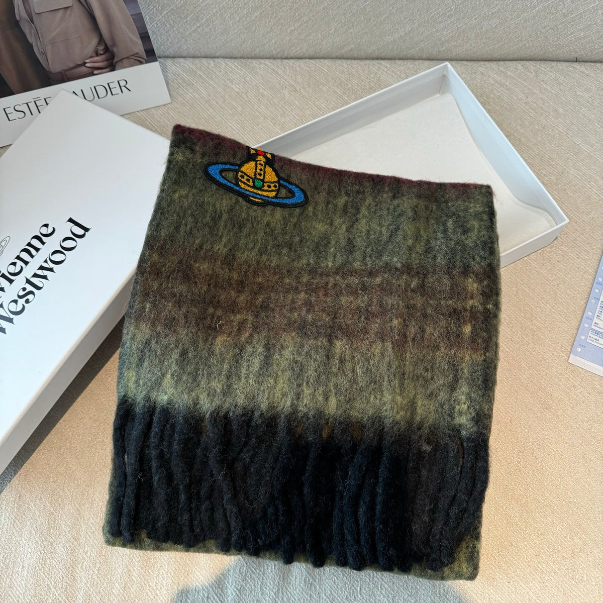 tricolor minimalist Scarf for women - alternate angle view 3
