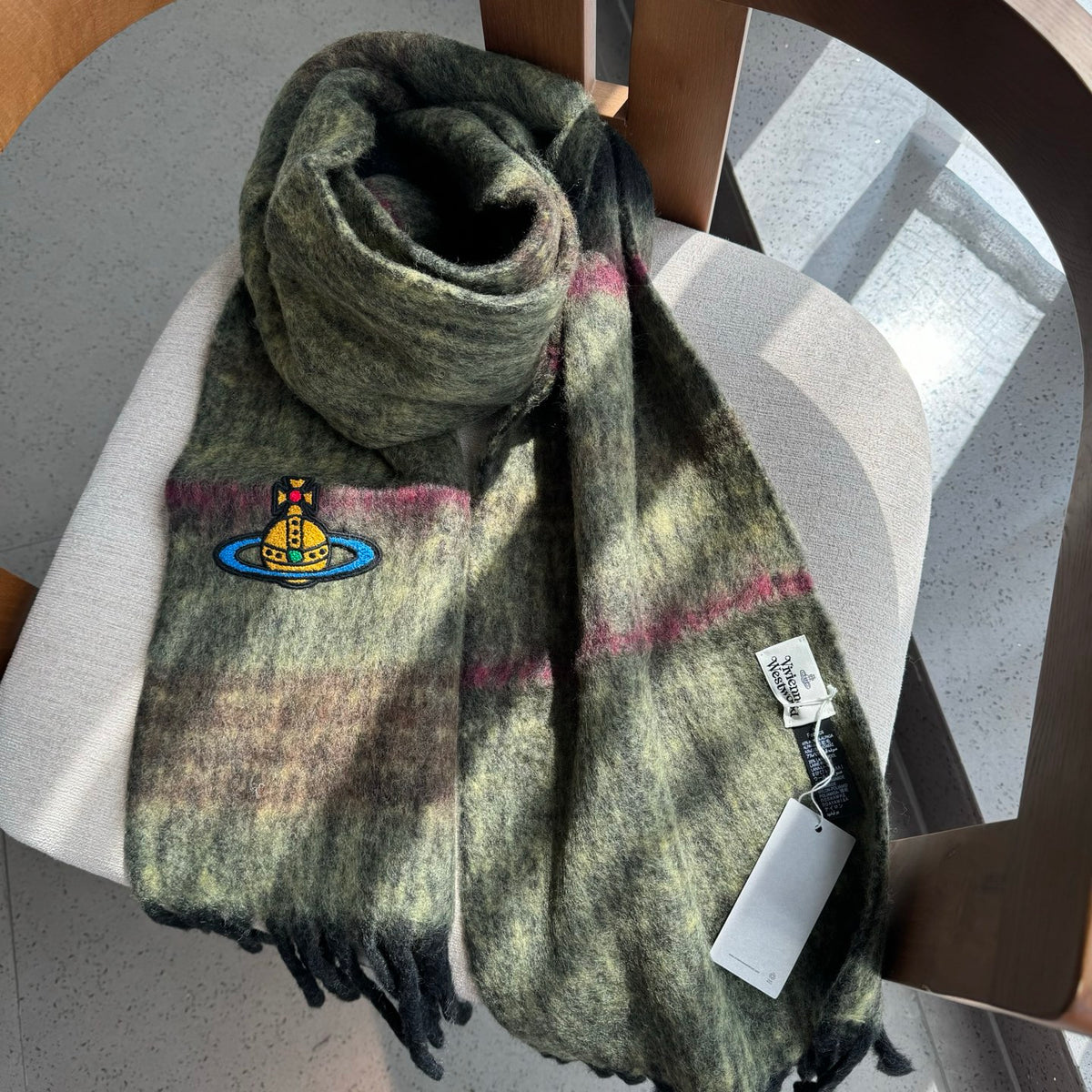 tricolor minimalist Scarf for women - alternate angle view 7