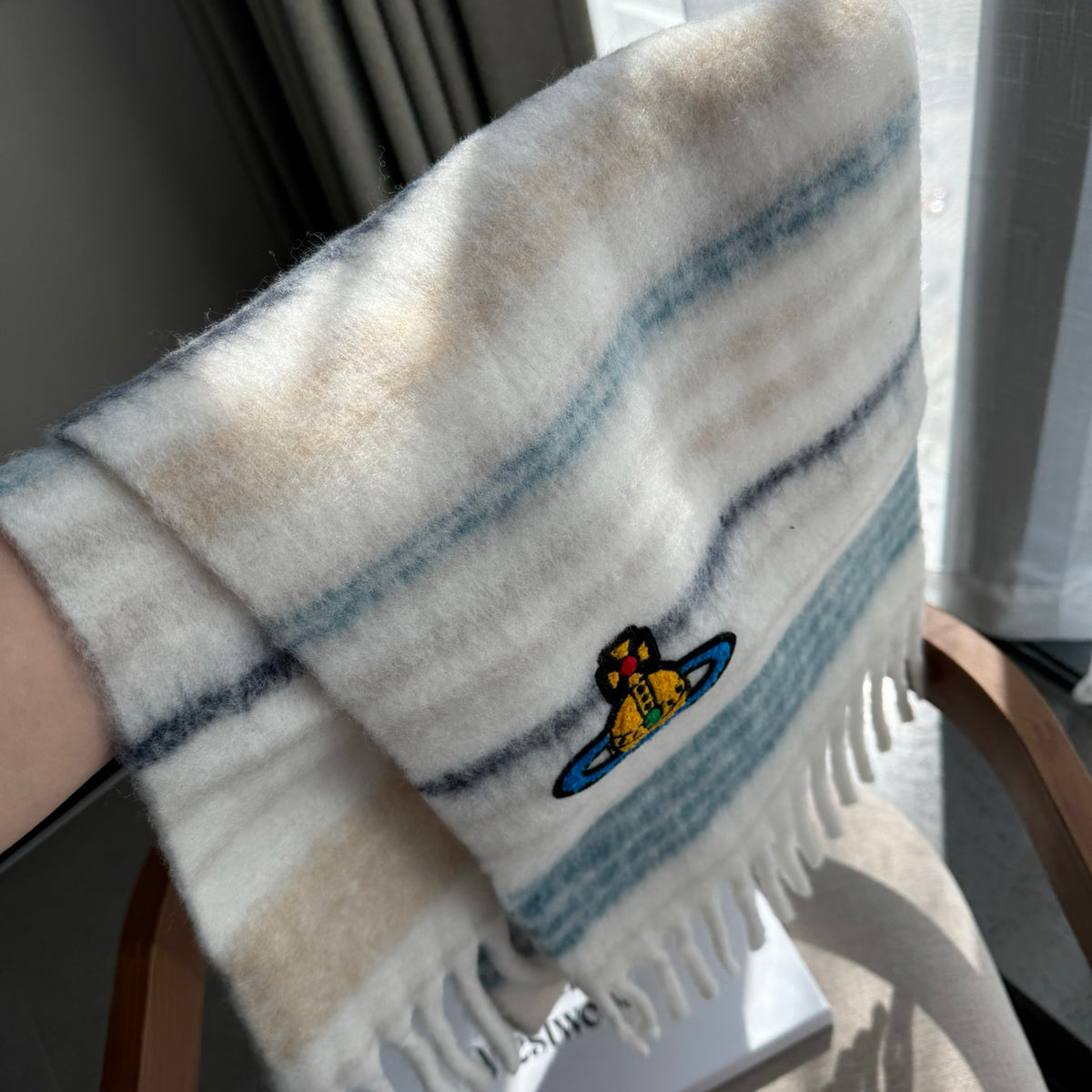 tricolor minimalist Scarf for women - alternate angle view 9