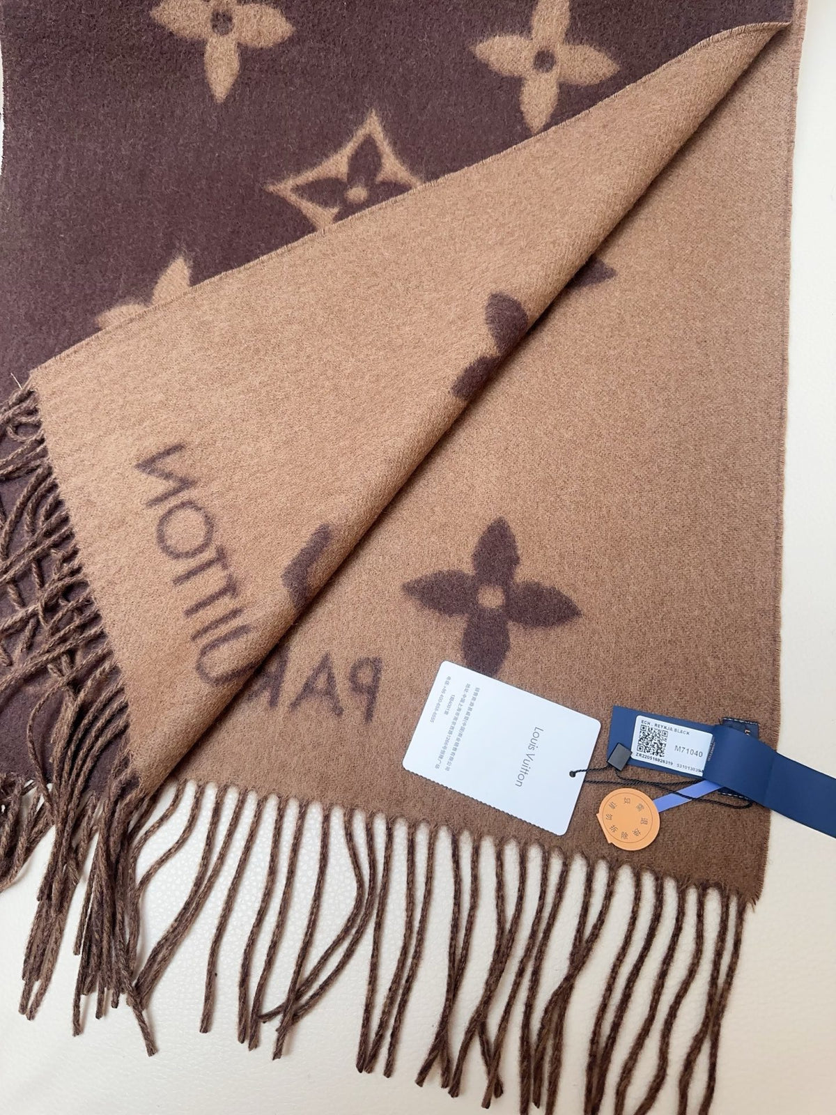 beige velvet floral Shawl for women - alternate angle view 7