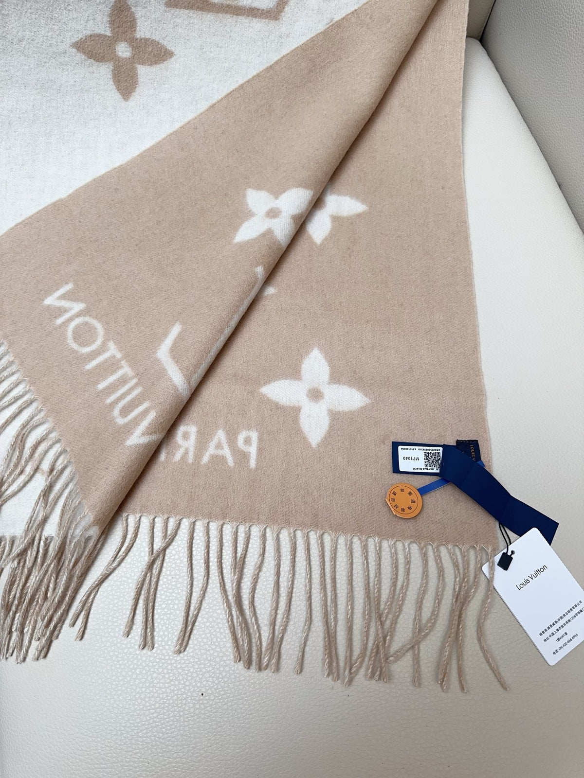 beige velvet floral Shawl for women - alternate angle view 7