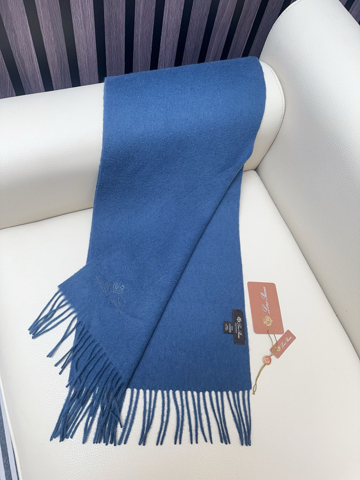 teal leather floral Scarf for men - alternate angle view 6