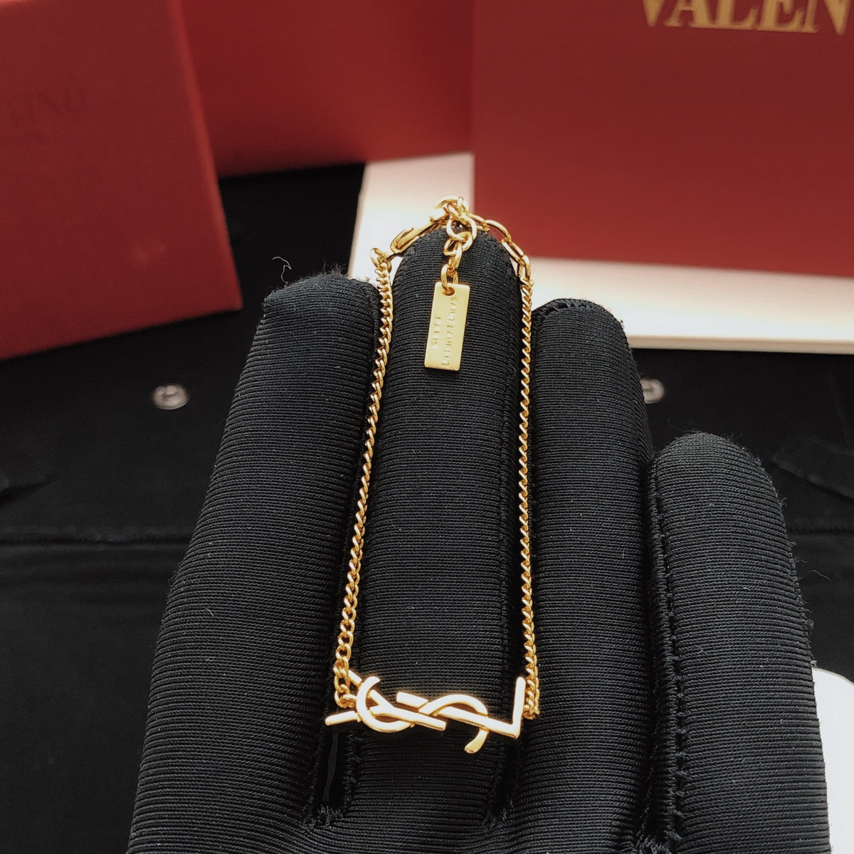 yellow brass letter Bracelet for women - alternate angle view 4