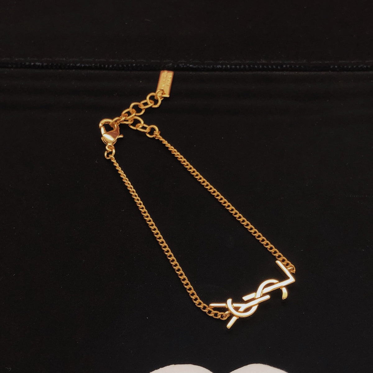 yellow brass letter Bracelet for women - alternate angle view 3