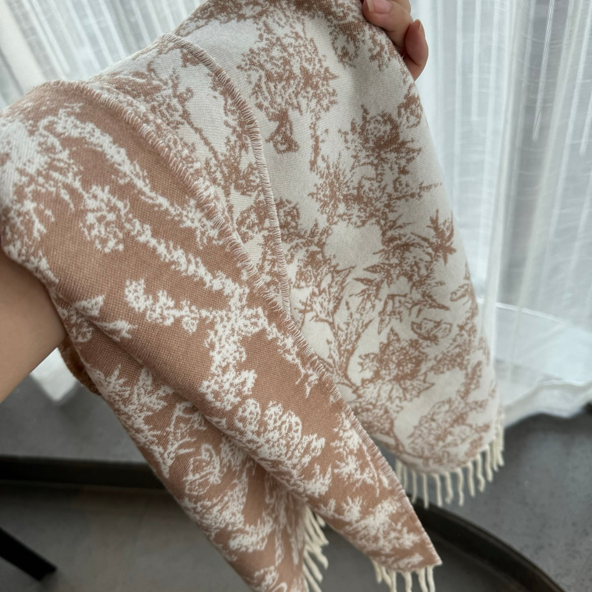 velvet floral Scarf for women - alternate angle view 8