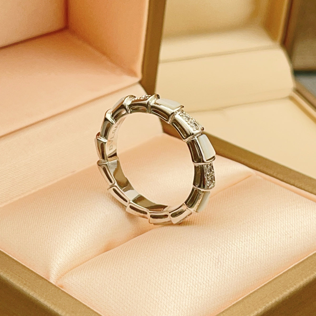 silver brass crystal inlaid Ring for women - alternate angle view 5