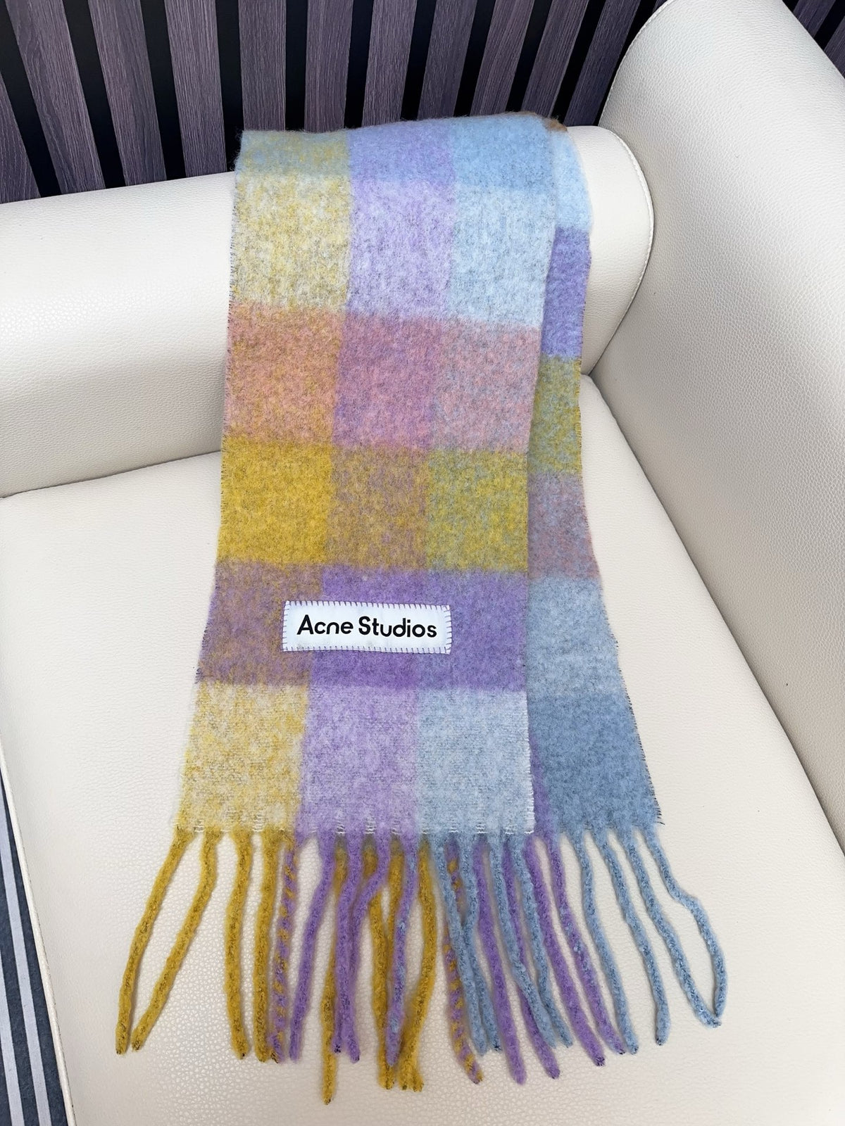 rainbow wool tassel Scarf for women - alternate angle view 5