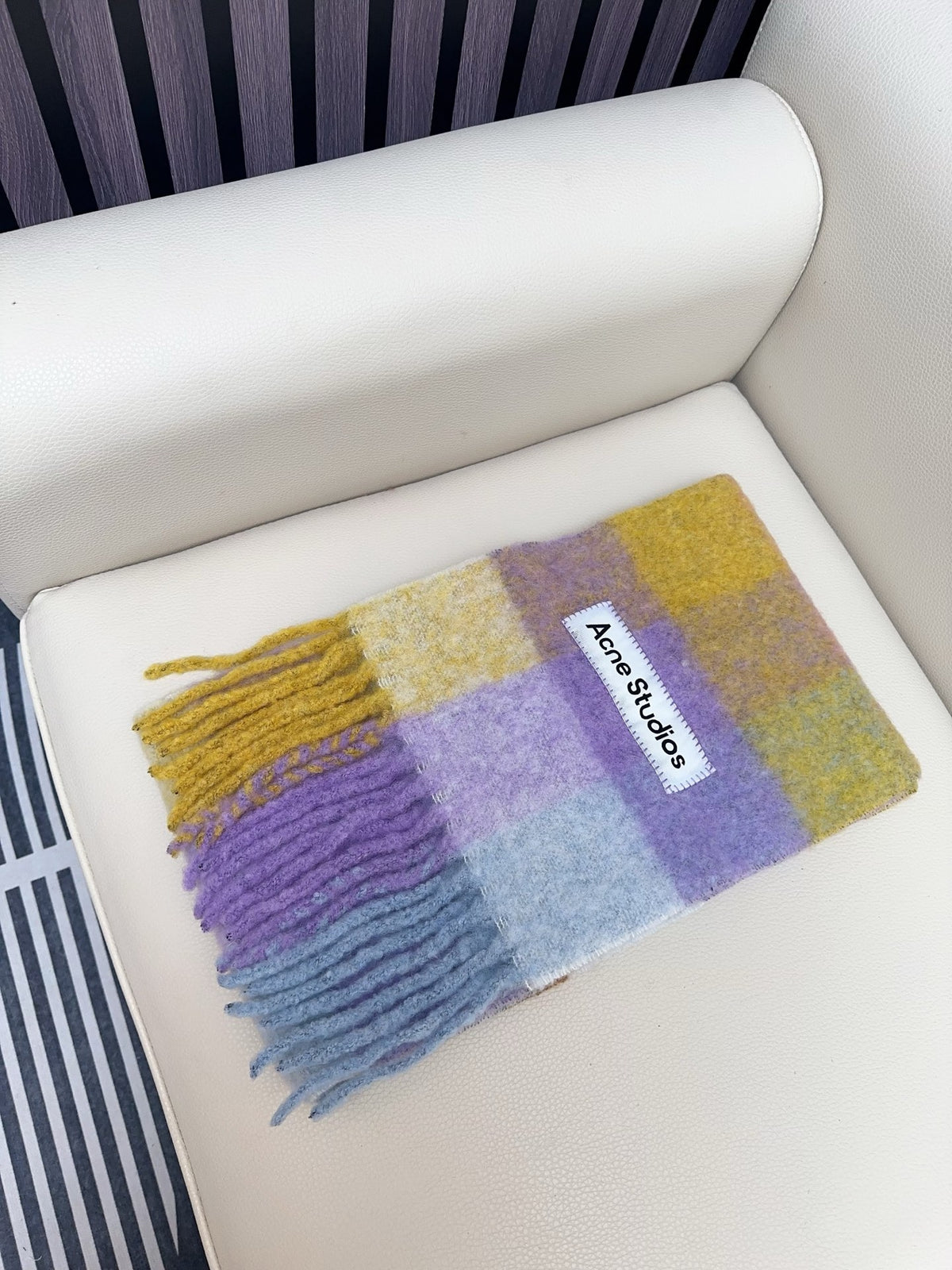 rainbow wool tassel Scarf for women - alternate angle view 2
