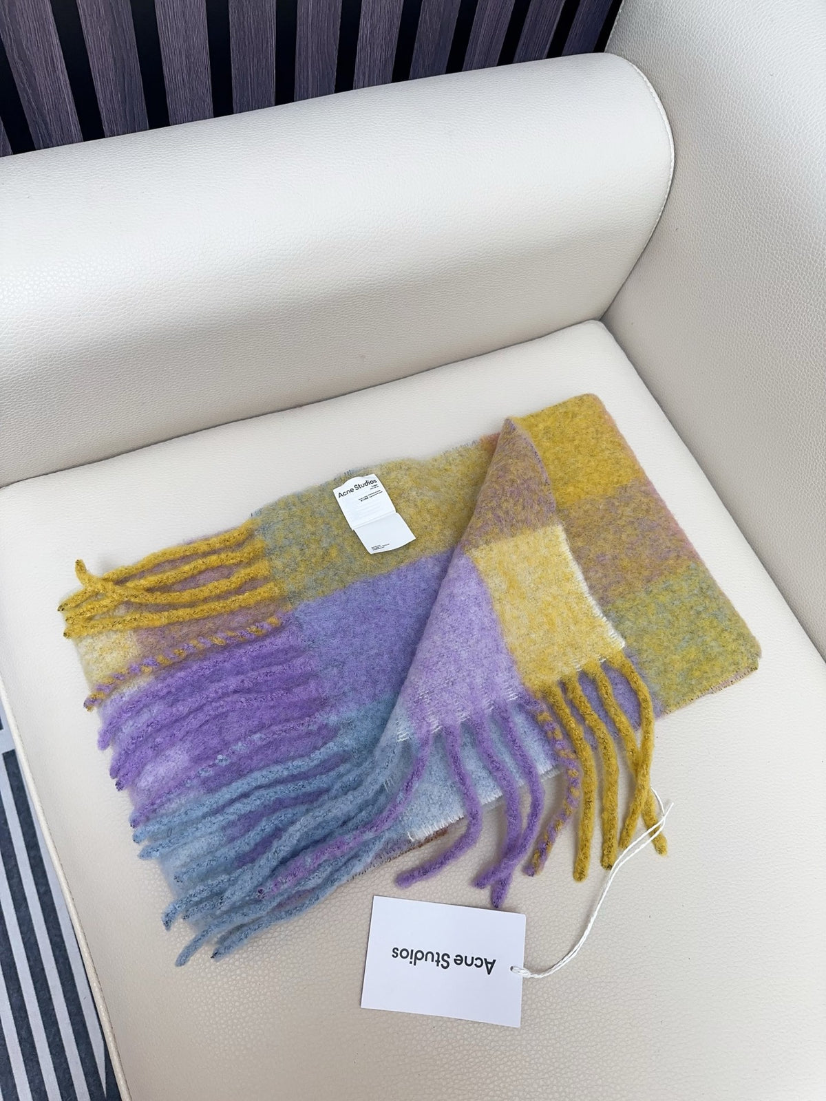 rainbow wool tassel Scarf for women - alternate angle view 3