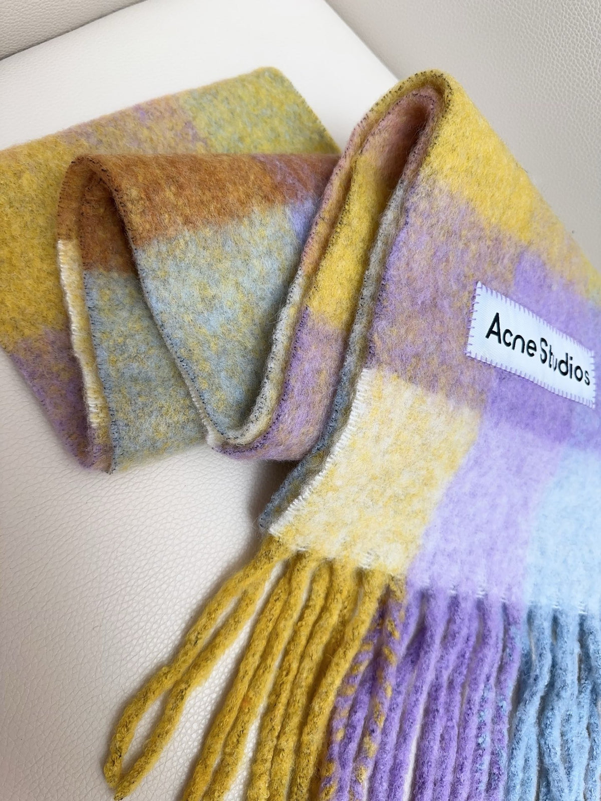 rainbow wool tassel Scarf for women - alternate angle view 4