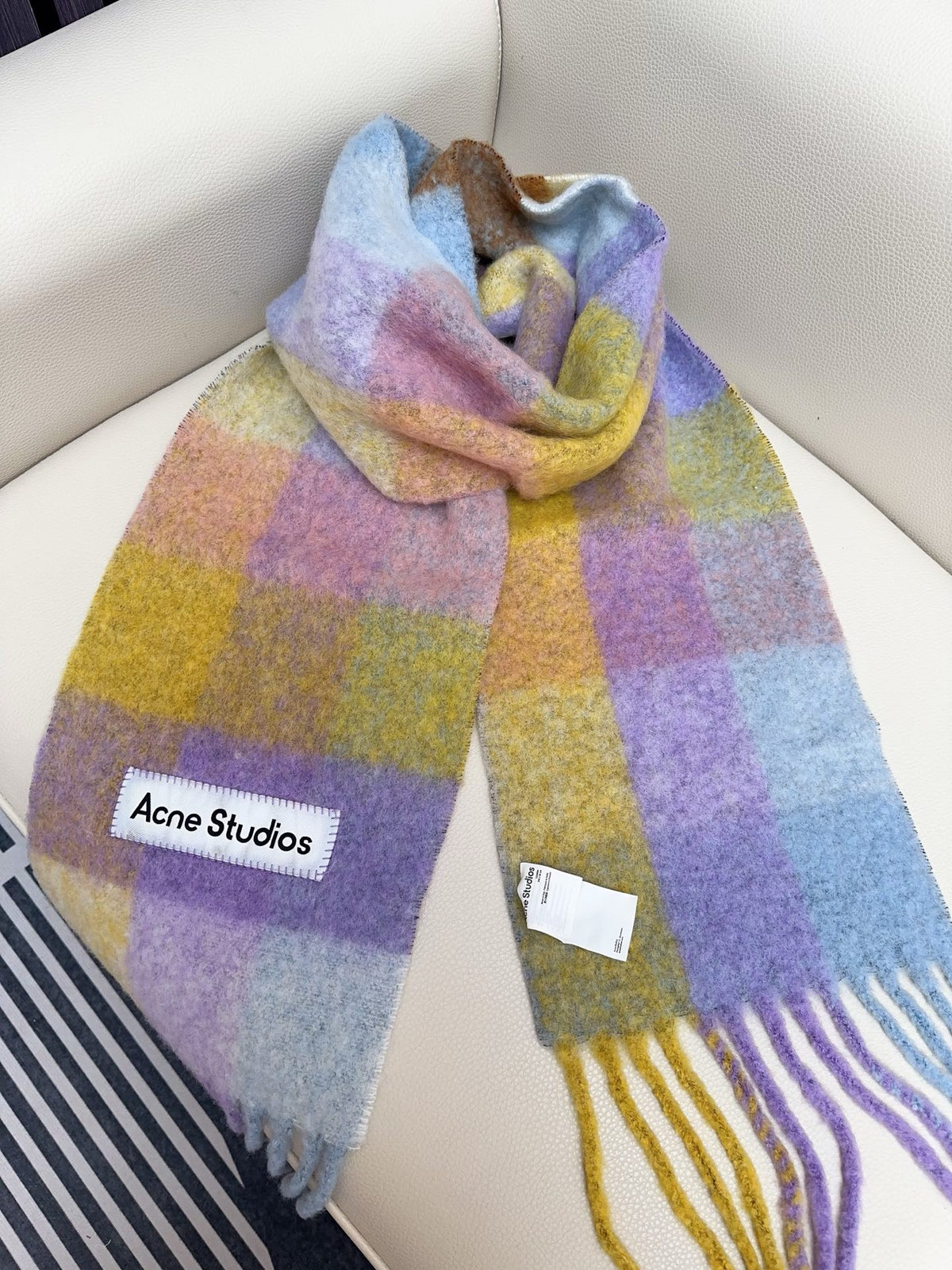 rainbow wool tassel Scarf for women - alternate angle view 8