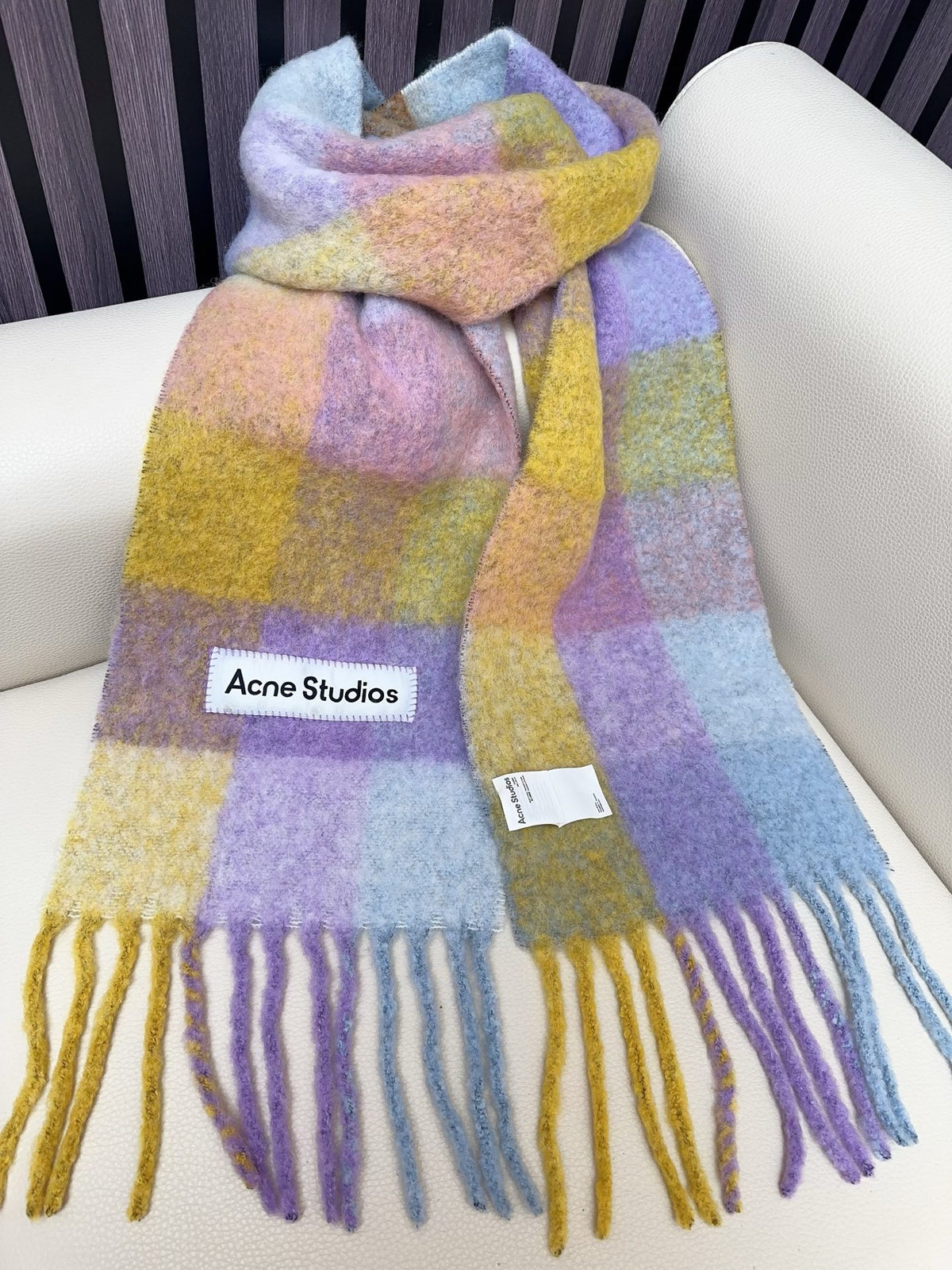 rainbow wool tassel Scarf for women - alternate angle view 7