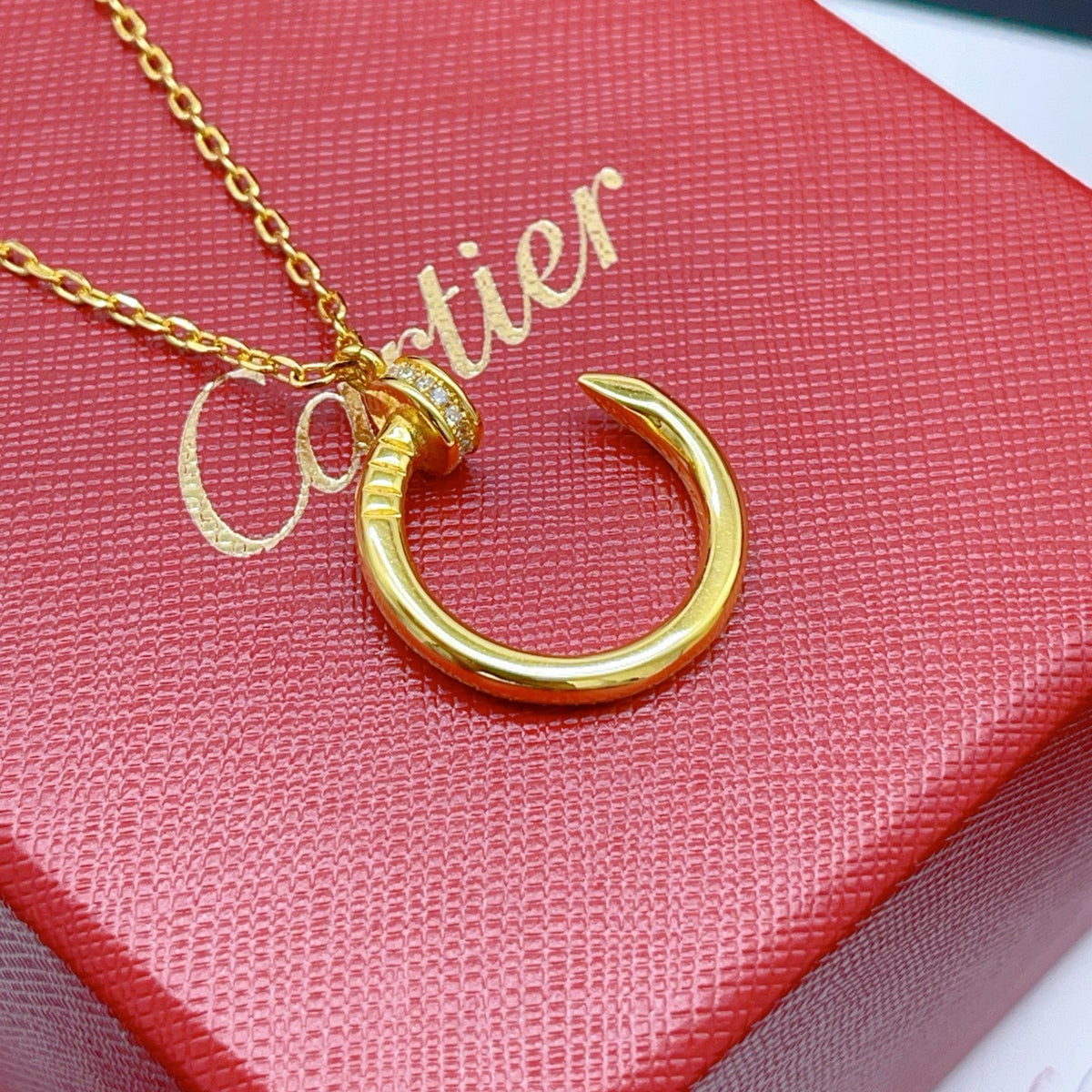gold brass crystal inlaid Necklace for women - alternate angle view 7