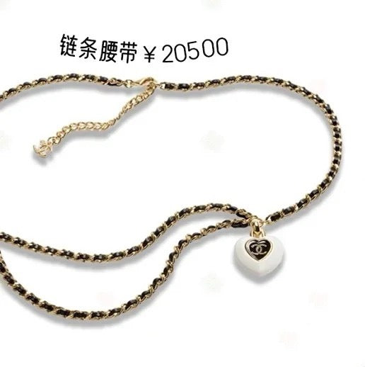 black and white enamel heart Waist Chain for women - product detail view