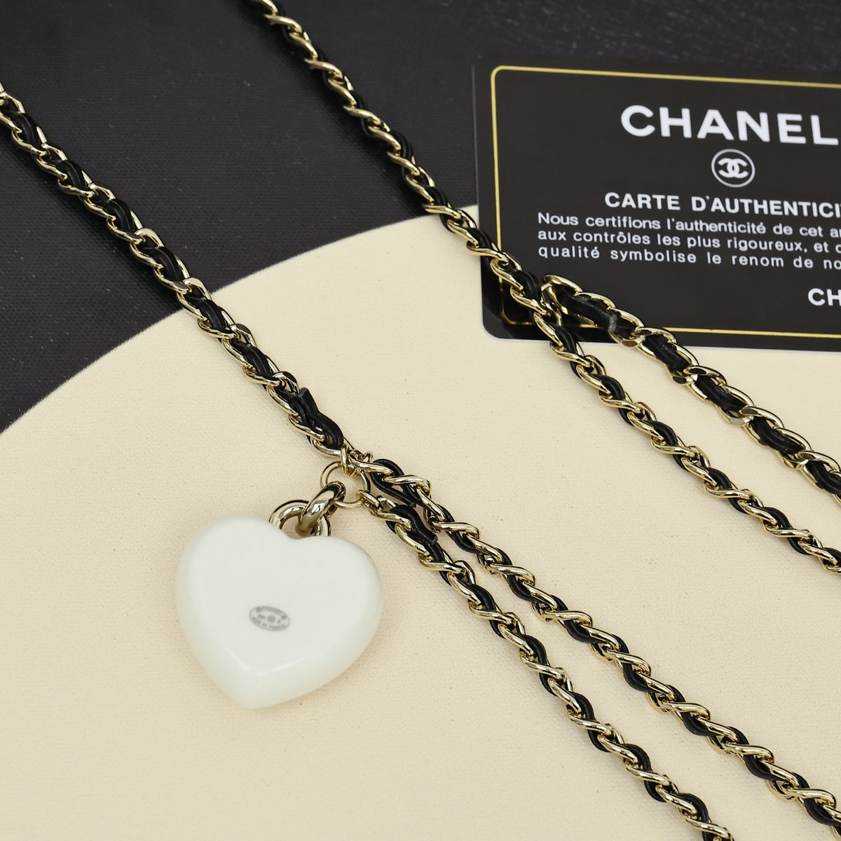 black and white enamel heart Waist Chain for women - alternate angle view 5