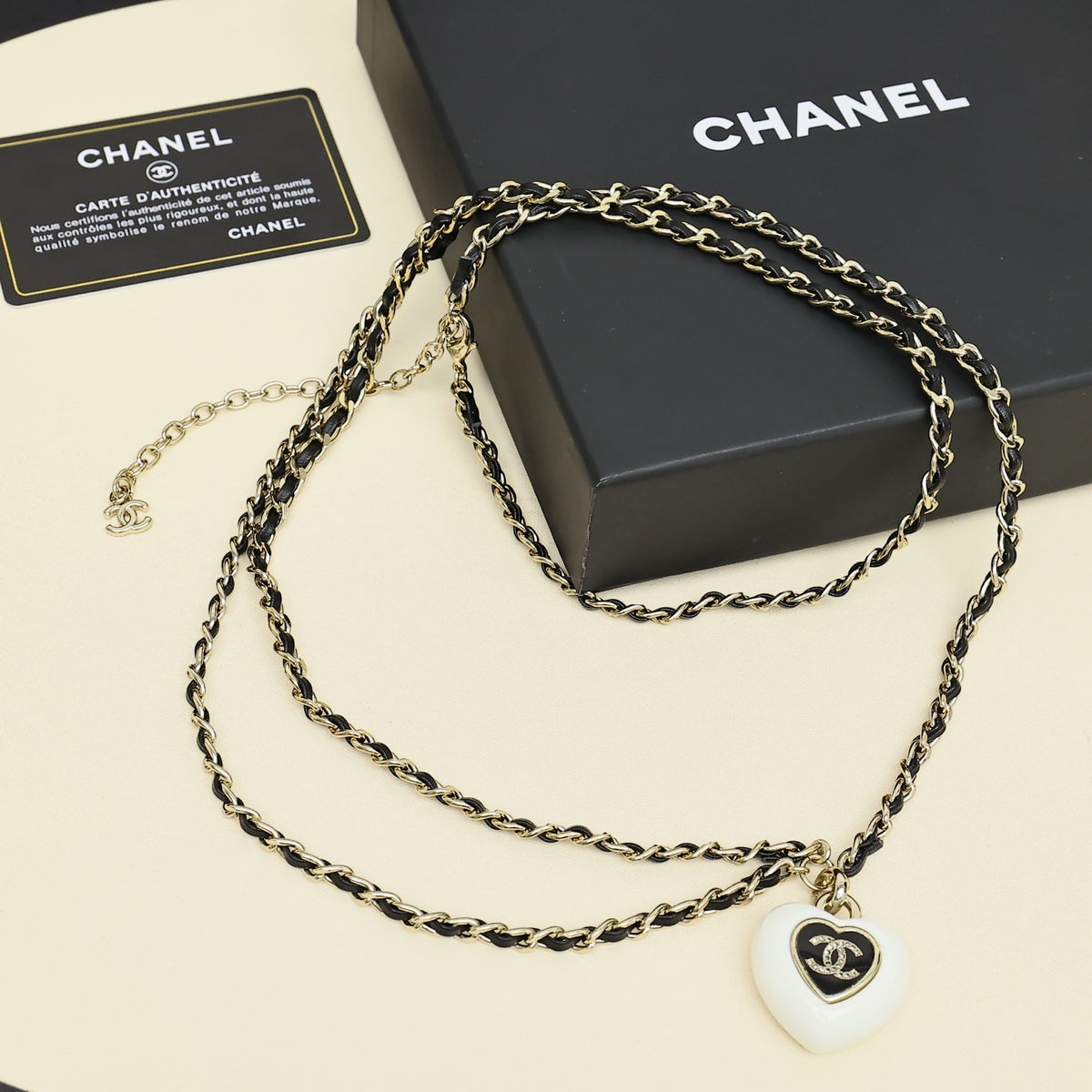 black and white enamel heart Waist Chain for women - alternate angle view 3