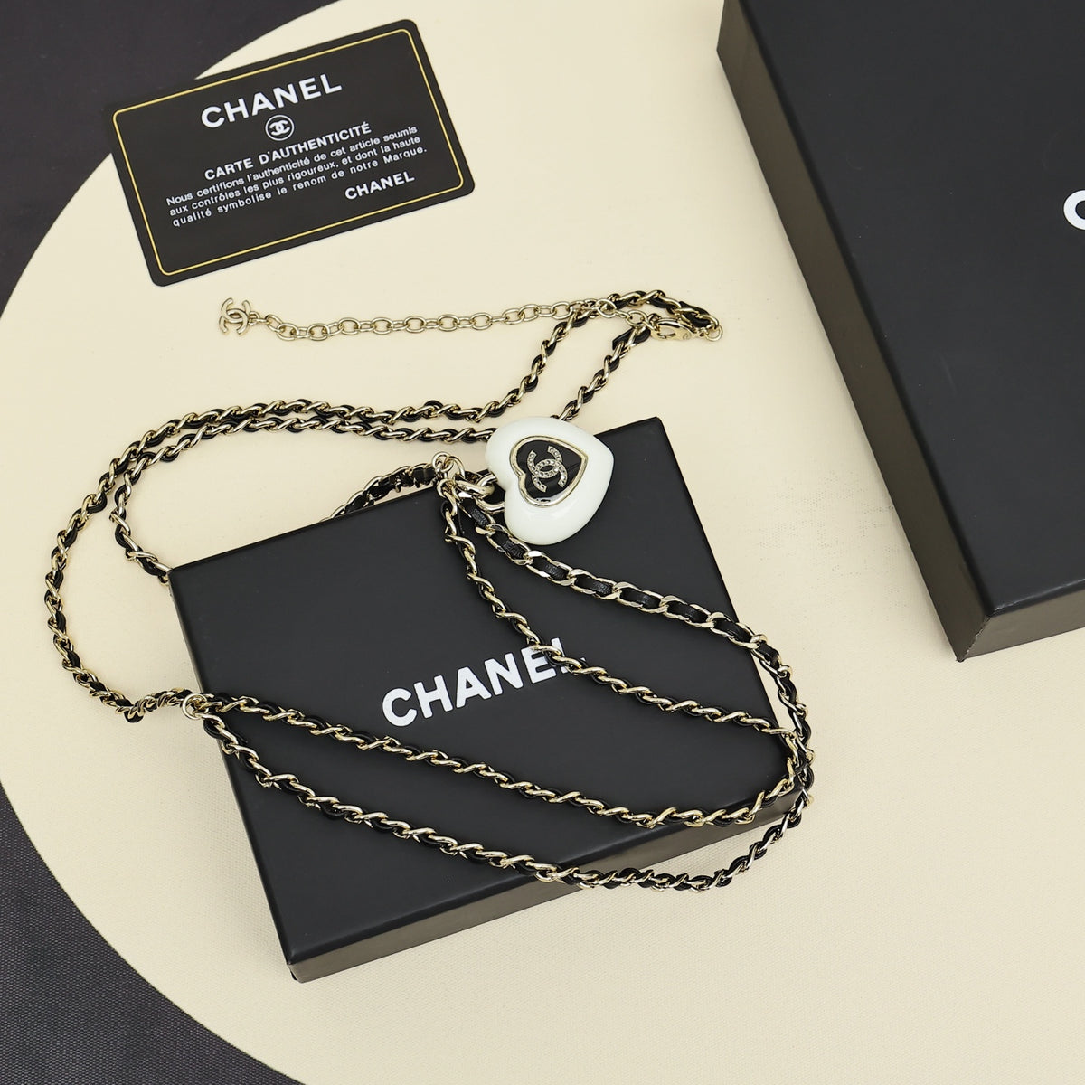 black and white enamel heart Waist Chain for women - alternate angle view 6