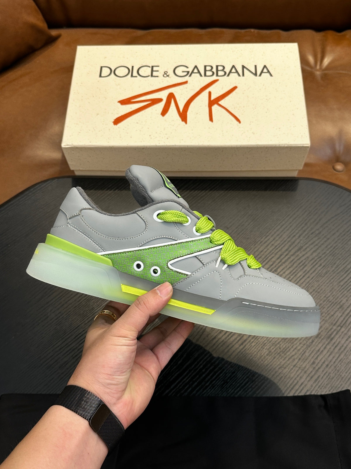 Dolce & Gabbana DG Cushion Calfskin Skate Sneakers with TPU Sole