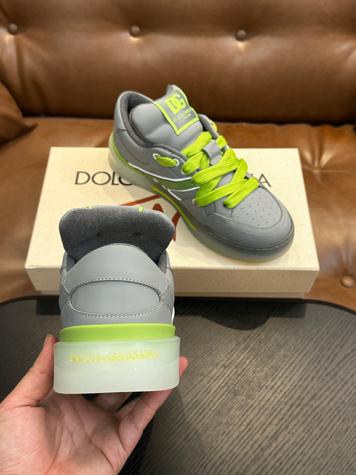 Dolce & Gabbana DG Cushion Calfskin Skate Sneakers with TPU Sole