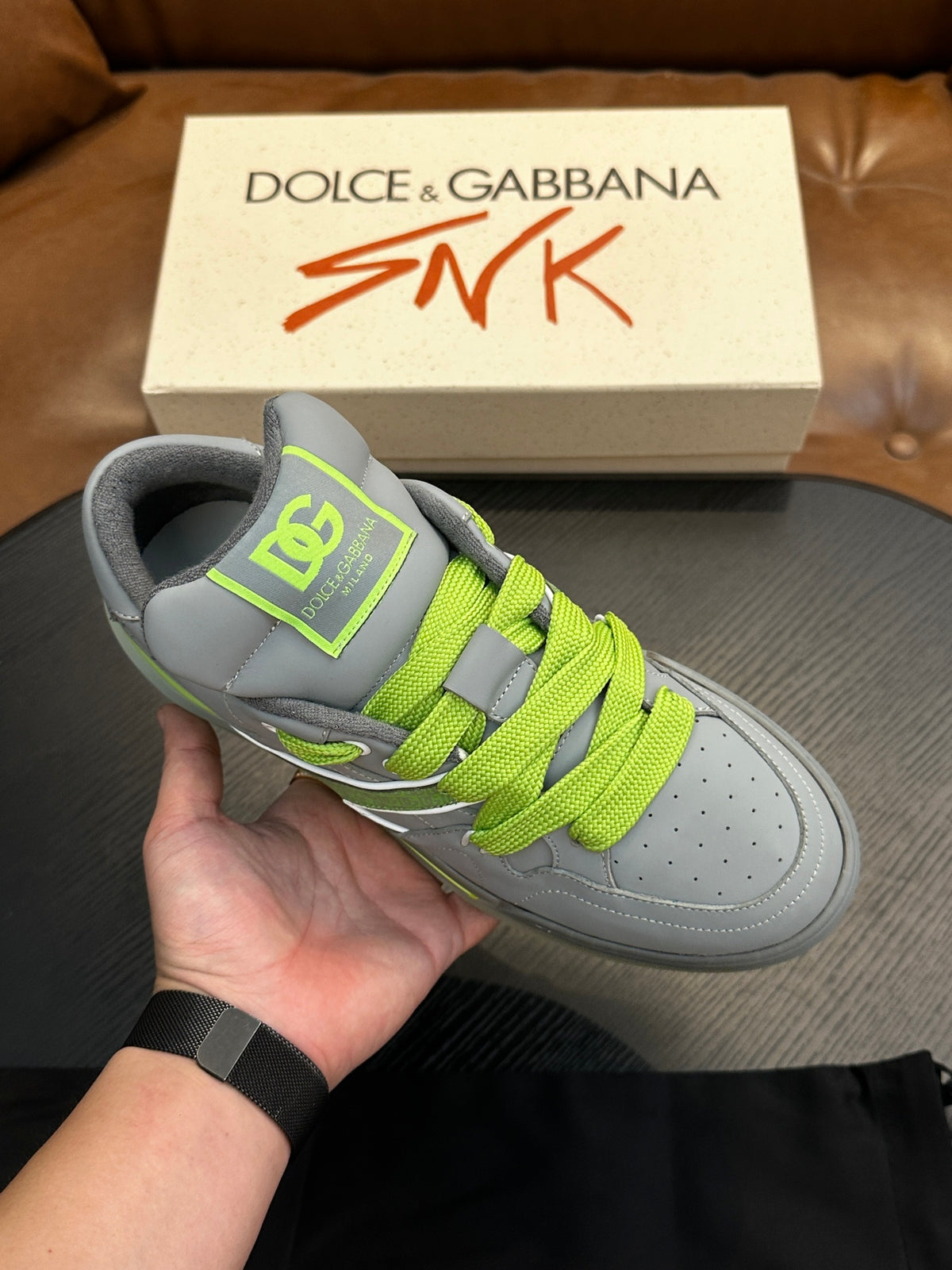 Dolce & Gabbana DG Cushion Calfskin Skate Sneakers with TPU Sole