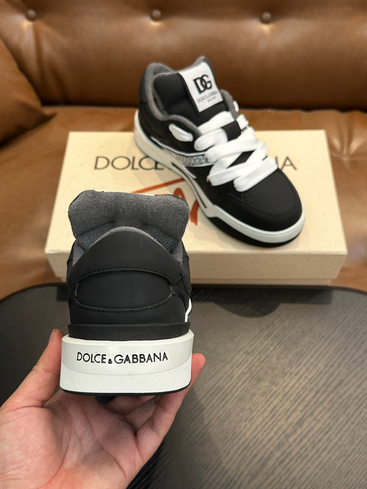Dolce & Gabbana DG Cushion Calfskin Skate Sneakers with TPU Sole