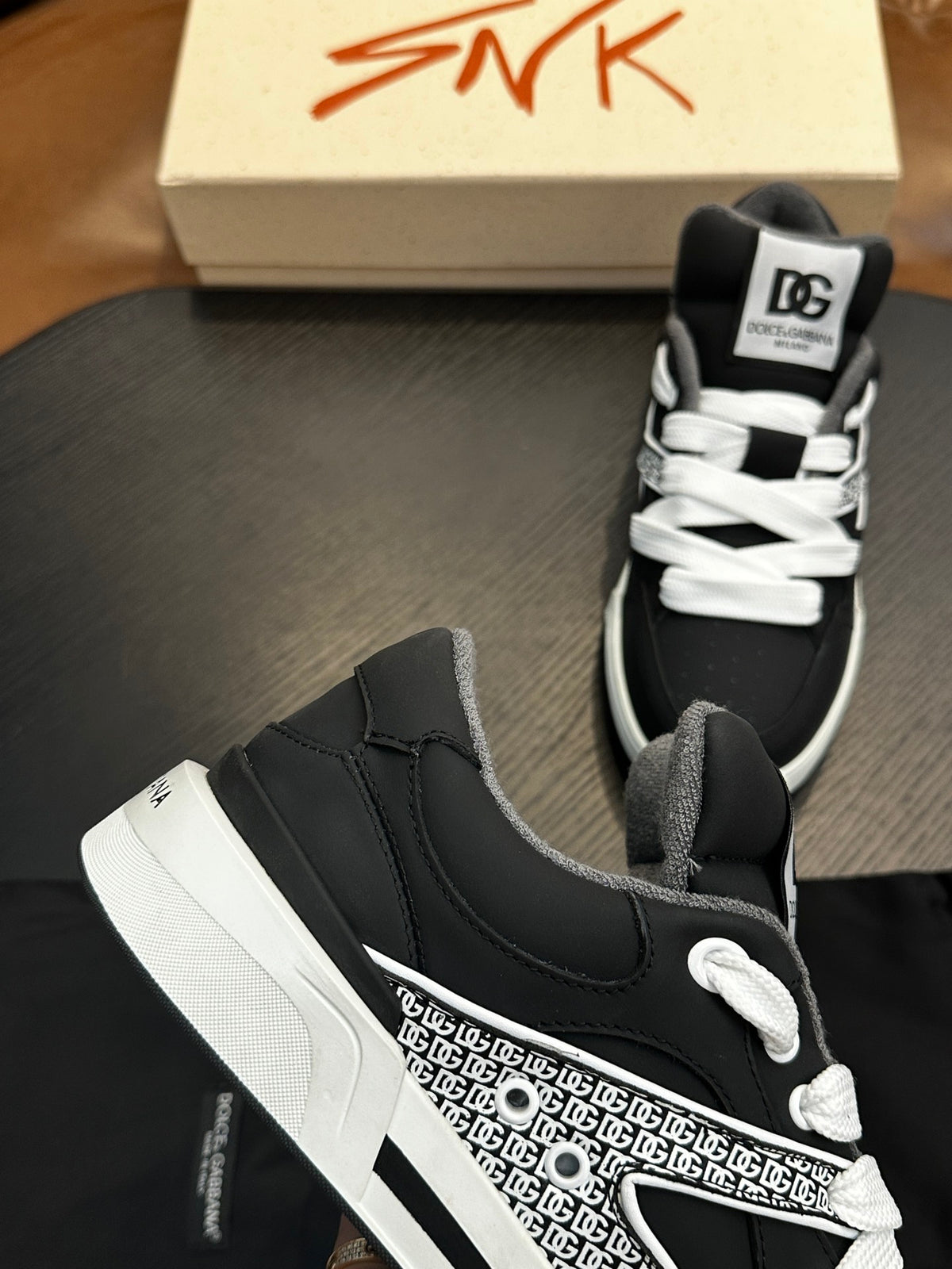 Dolce & Gabbana DG Cushion Calfskin Skate Sneakers with TPU Sole