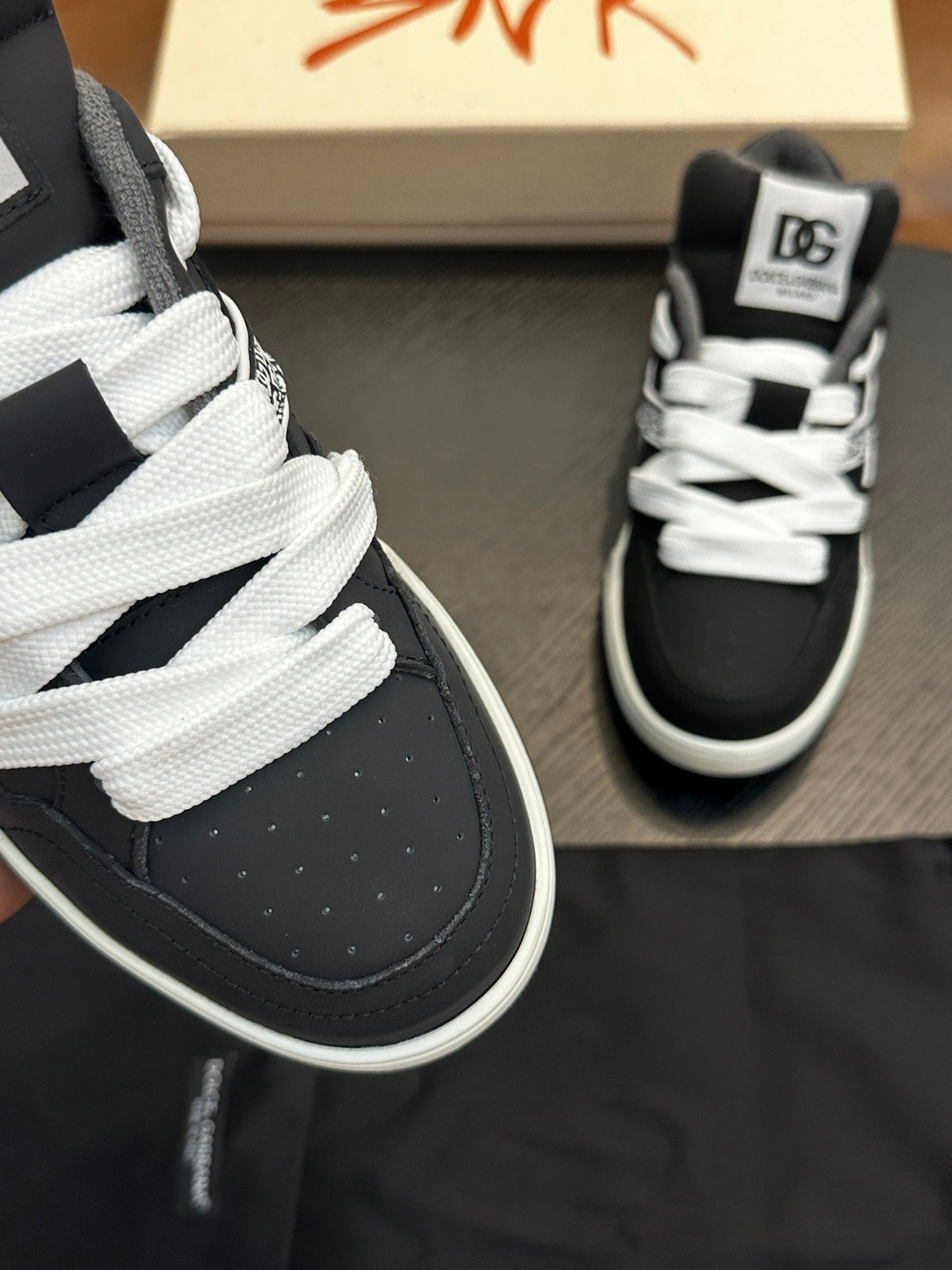 Dolce & Gabbana DG Cushion Calfskin Skate Sneakers with TPU Sole