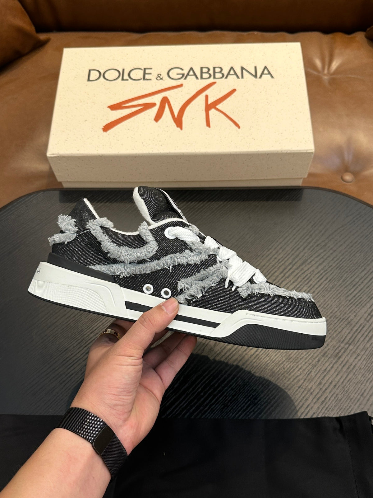 Dolce & Gabbana DG Cushion Calfskin Skate Sneakers with TPU Sole