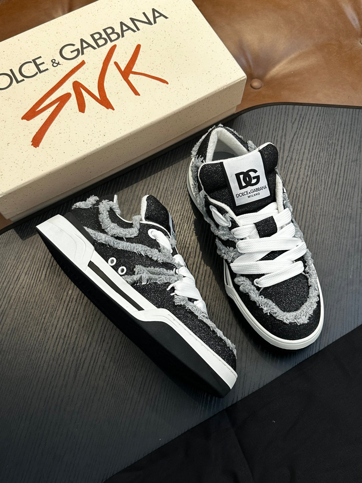 Dolce & Gabbana DG Cushion Calfskin Skate Sneakers with TPU Sole