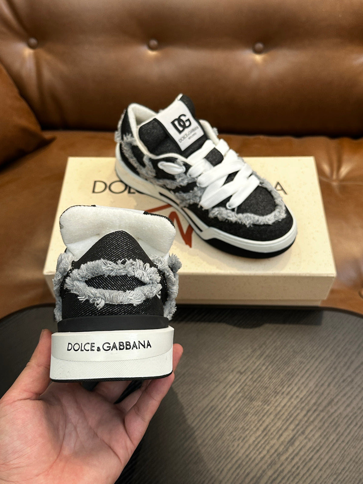Dolce & Gabbana DG Cushion Calfskin Skate Sneakers with TPU Sole