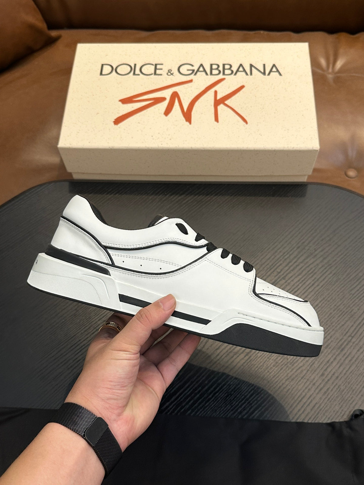 Dolce & Gabbana DG Cushion Calfskin Skate Sneakers with TPU Sole