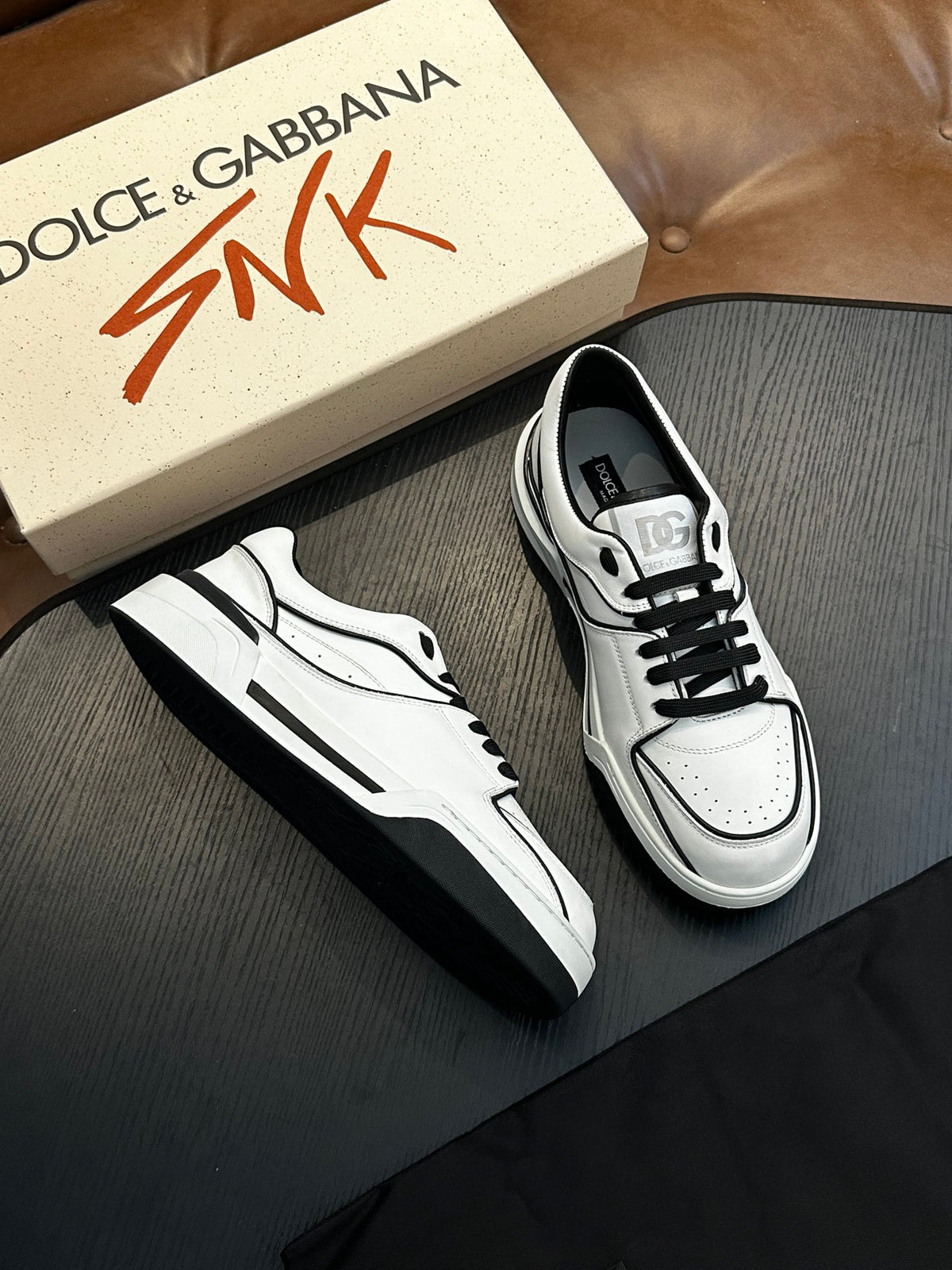 Dolce & Gabbana DG Cushion Calfskin Skate Sneakers with TPU Sole