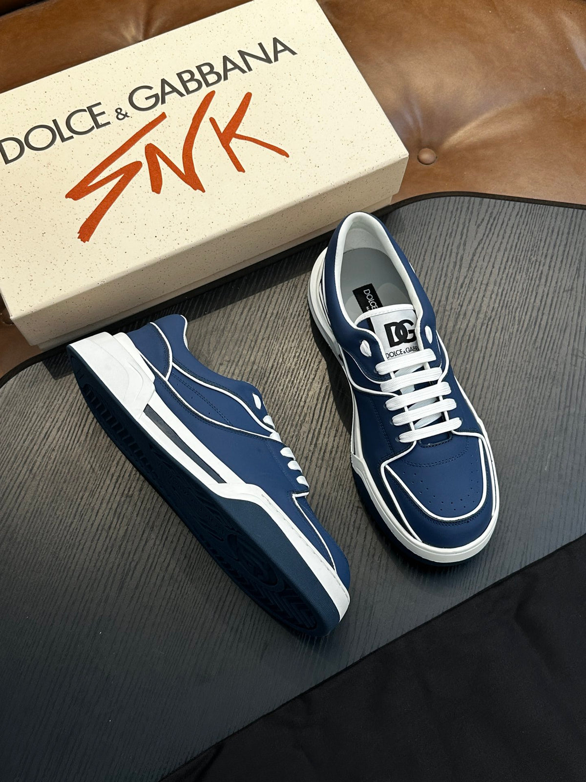 Dolce & Gabbana DG Cushion Calfskin Skate Sneakers with TPU Sole
