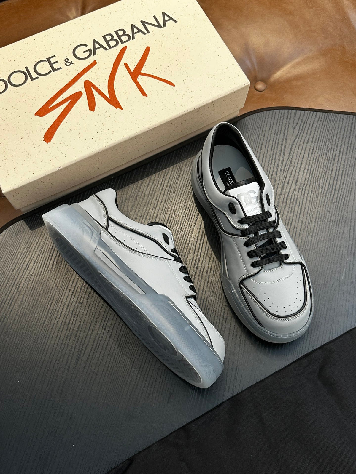 Dolce & Gabbana DG Cushion Calfskin Skate Sneakers with TPU Sole