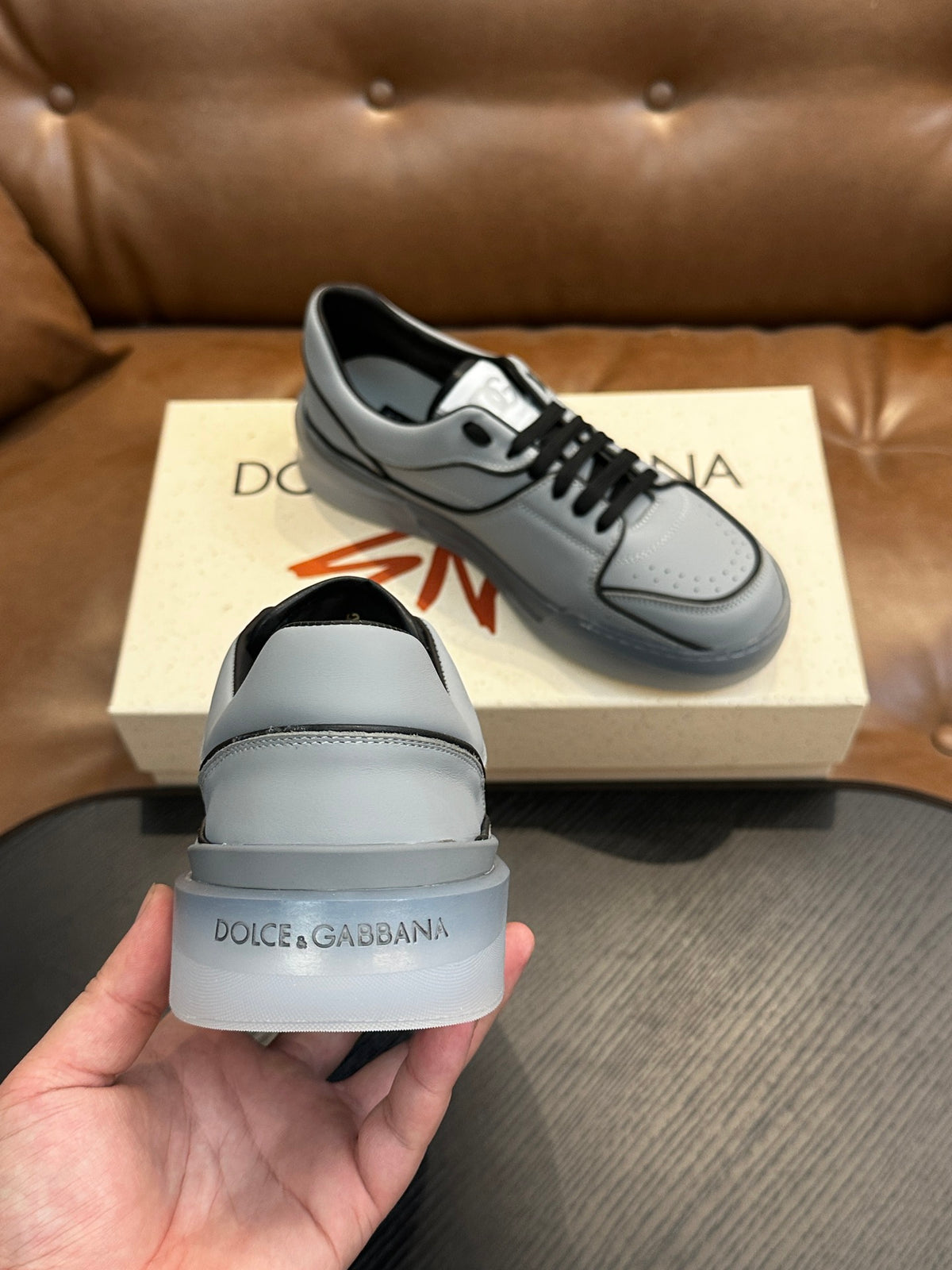 Dolce & Gabbana DG Cushion Calfskin Skate Sneakers with TPU Sole