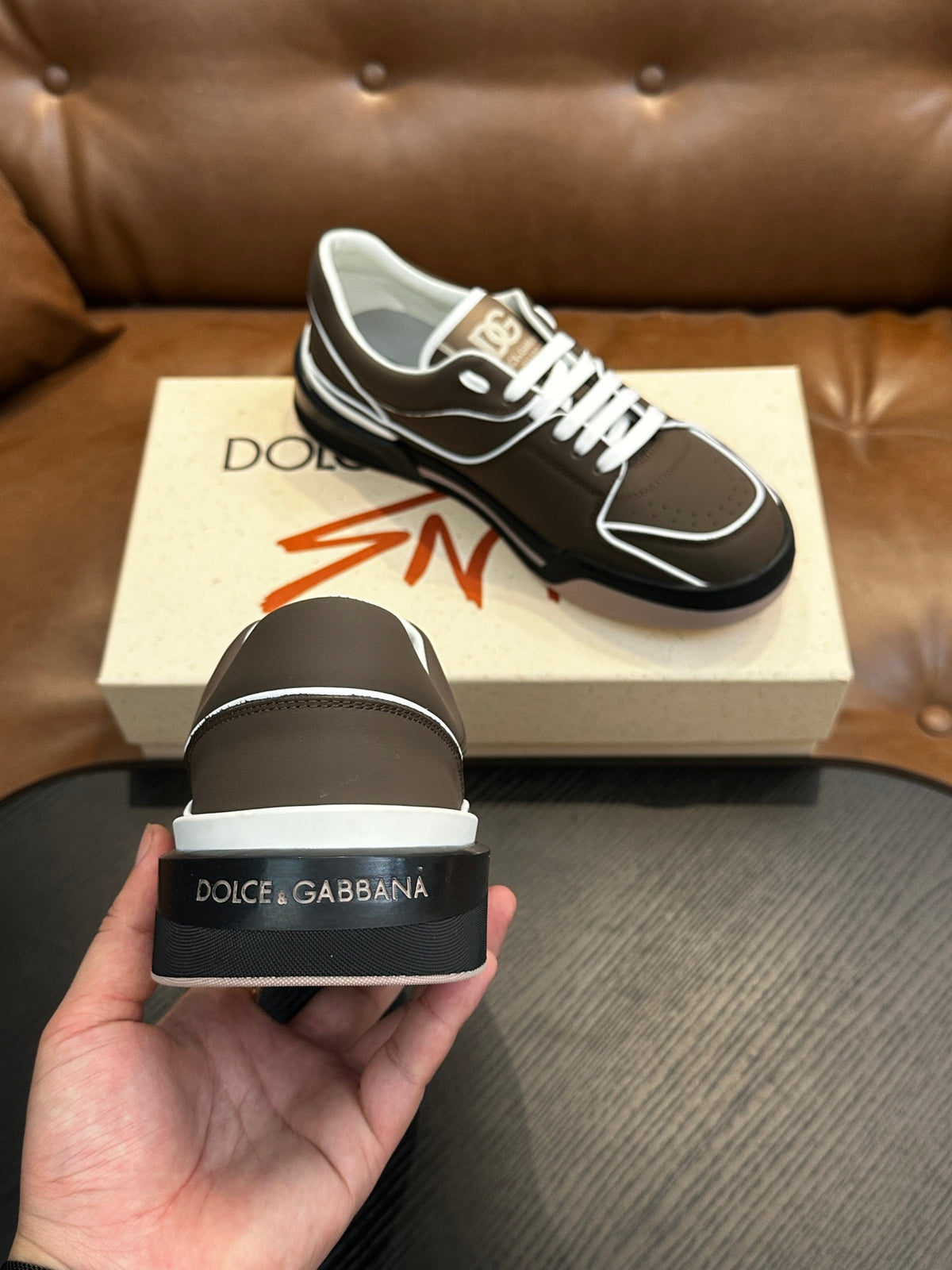 Dolce & Gabbana DG Cushion Calfskin Skate Sneakers with TPU Sole