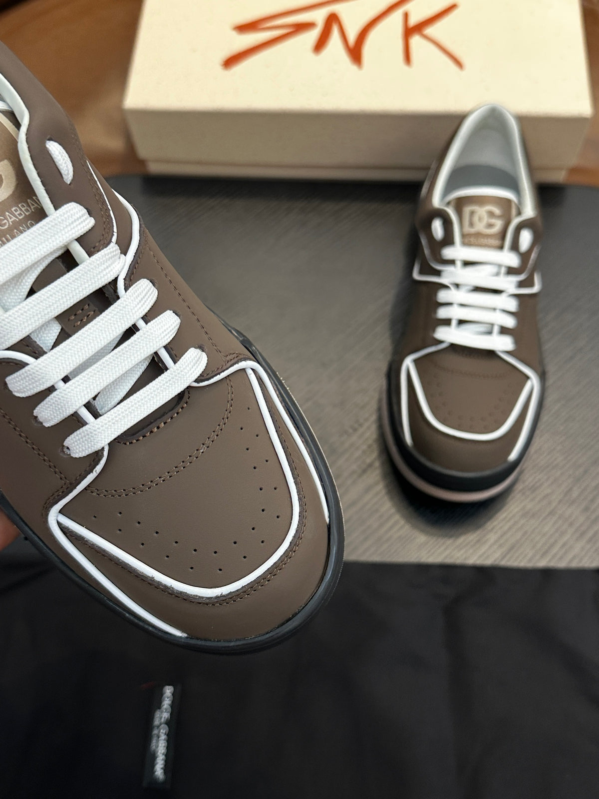 Dolce & Gabbana DG Cushion Calfskin Skate Sneakers with TPU Sole