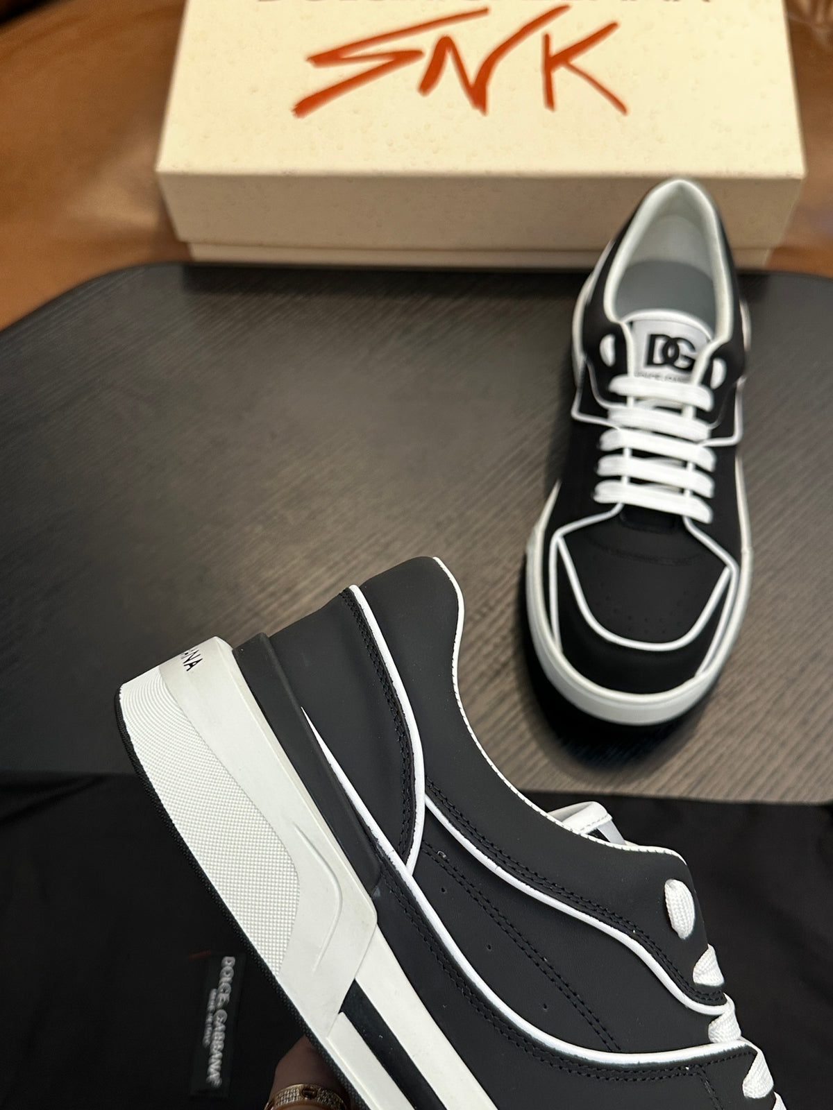 Dolce & Gabbana DG Cushion Calfskin Skate Sneakers with TPU Sole
