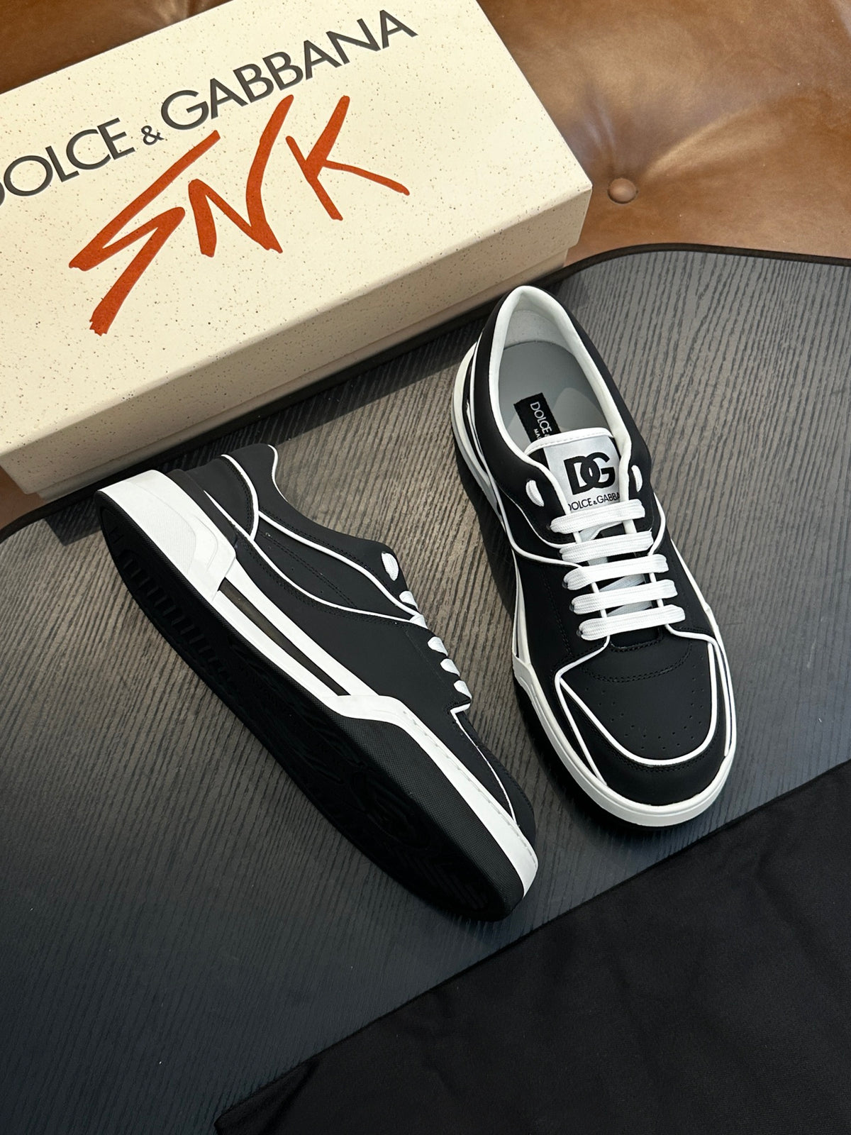Dolce & Gabbana DG Cushion Calfskin Skate Sneakers with TPU Sole