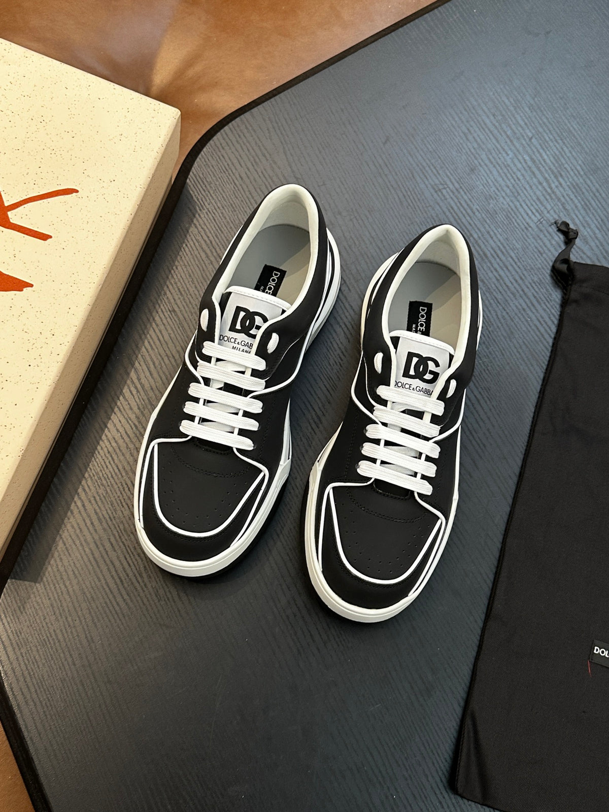 Dolce & Gabbana DG Cushion Calfskin Skate Sneakers with TPU Sole