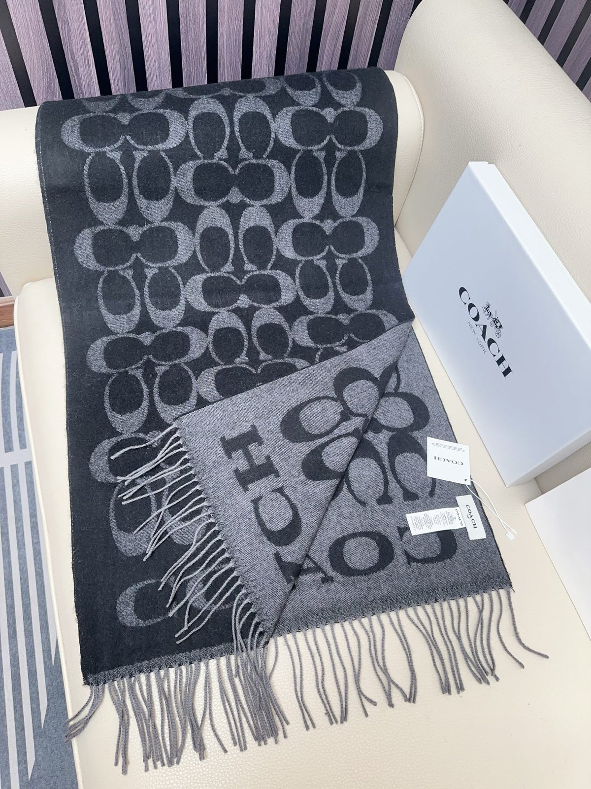 tricolor velvet letter Shawl for women - alternate angle view 5