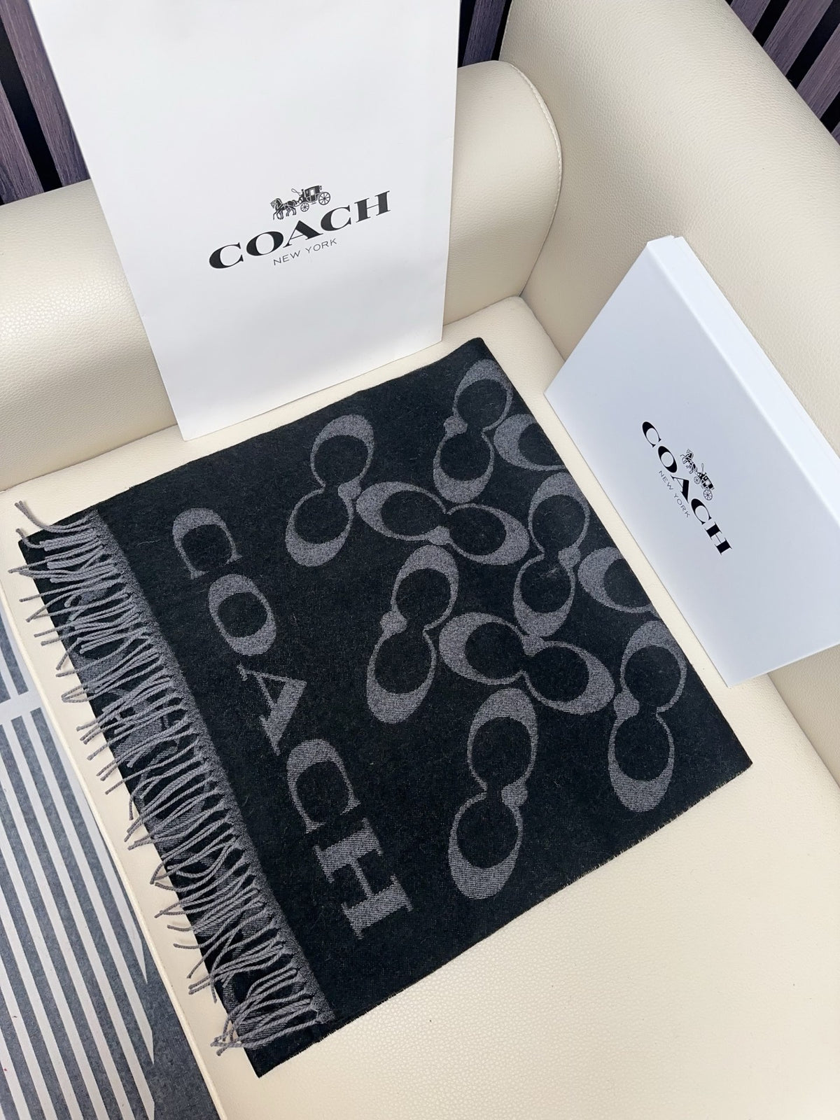 tricolor velvet letter Shawl for women - product detail view