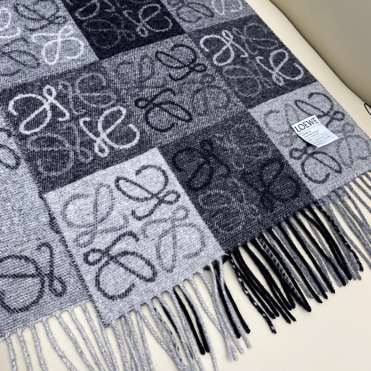 white wool floral Scarf for men - alternate angle view 7