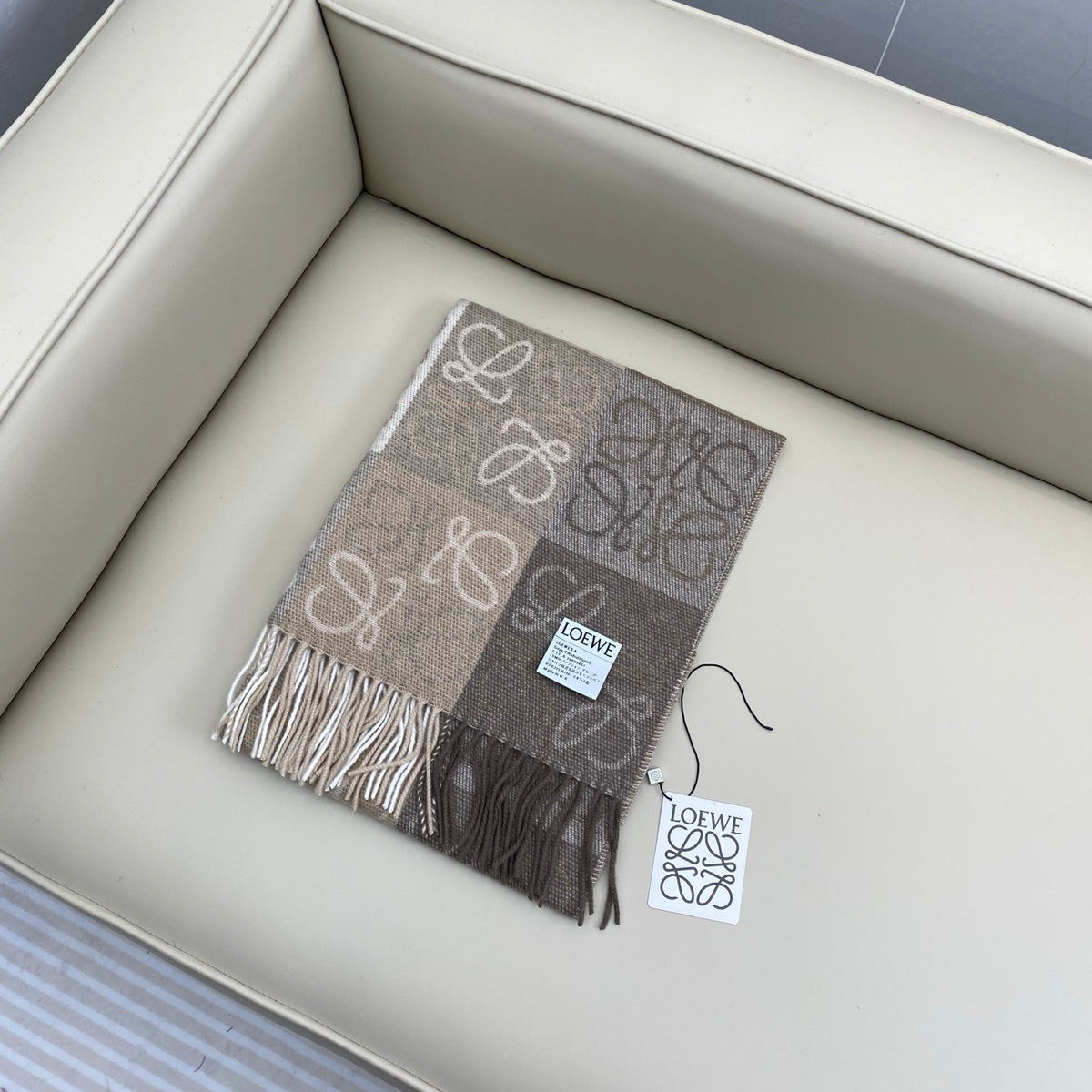 white wool floral Scarf for men - product detail view