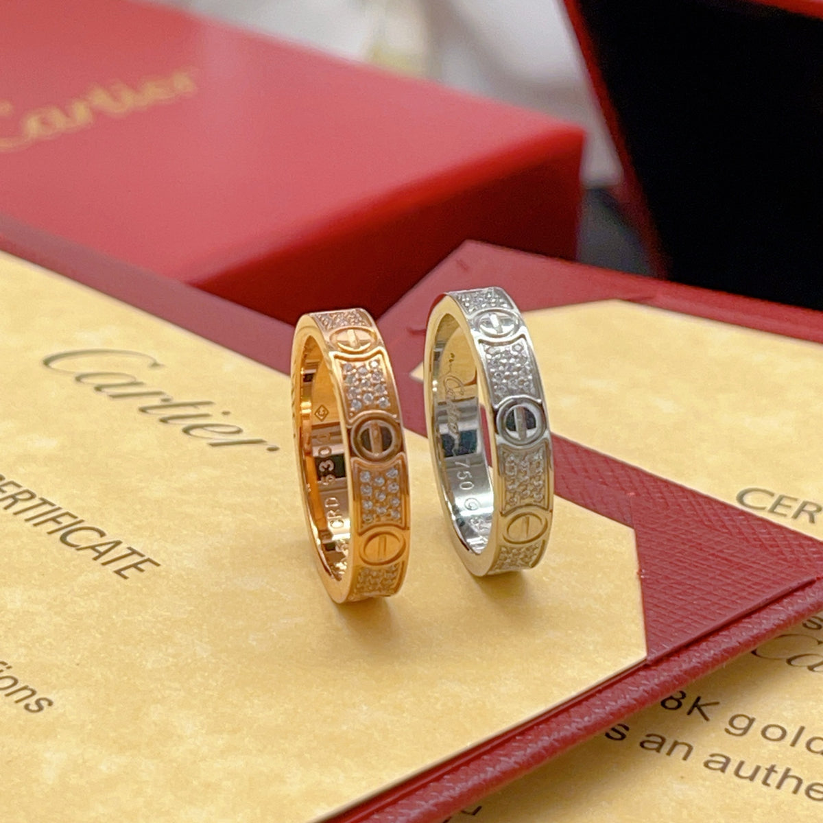 silver brass crystal inlaid Ring for women - alternate angle view 7