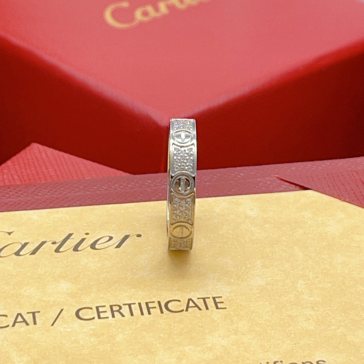 silver brass crystal inlaid Ring for women - alternate angle view 5