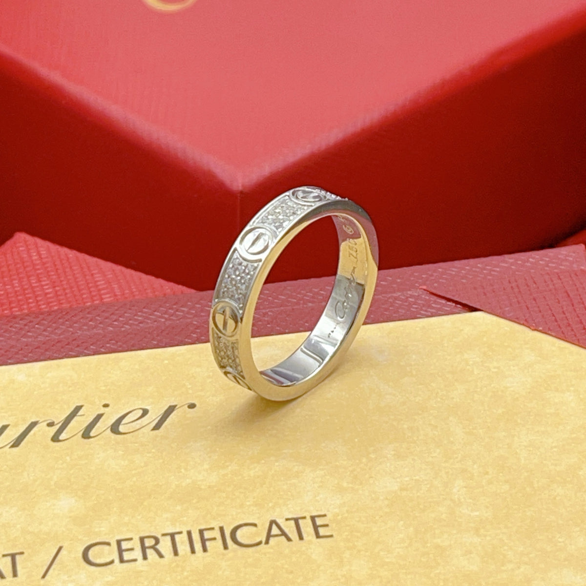 silver brass crystal inlaid Ring for women - alternate angle view 6