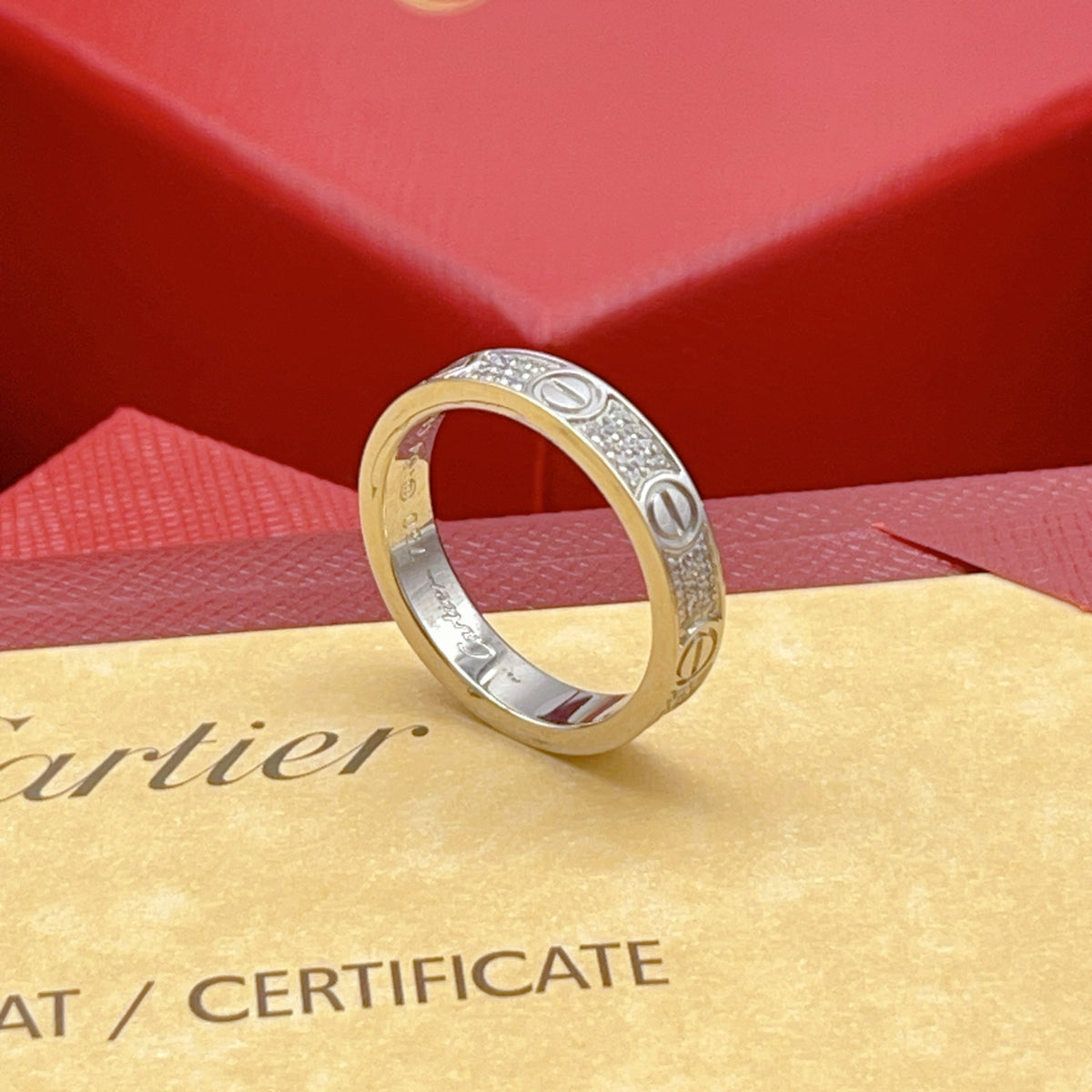 silver brass crystal inlaid Ring for women - product detail view