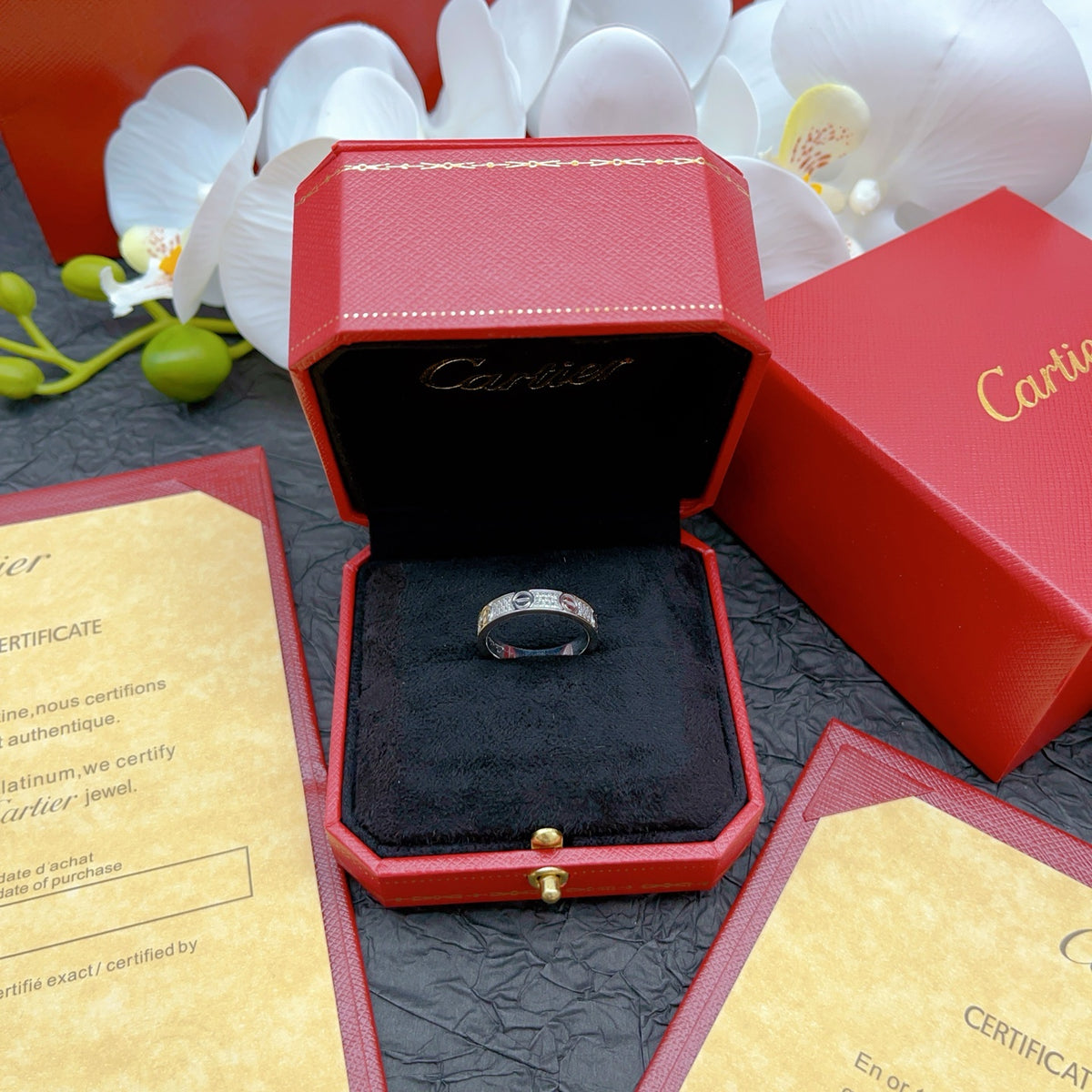 silver brass crystal inlaid Ring for women - alternate angle view 3